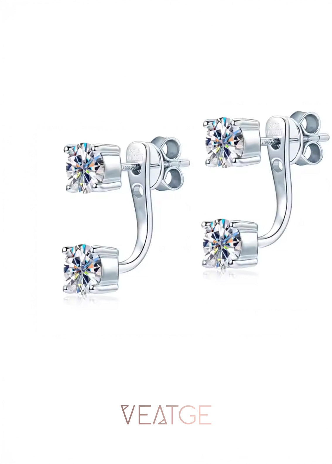 Moissanite Jacket Statement Stud Earrings