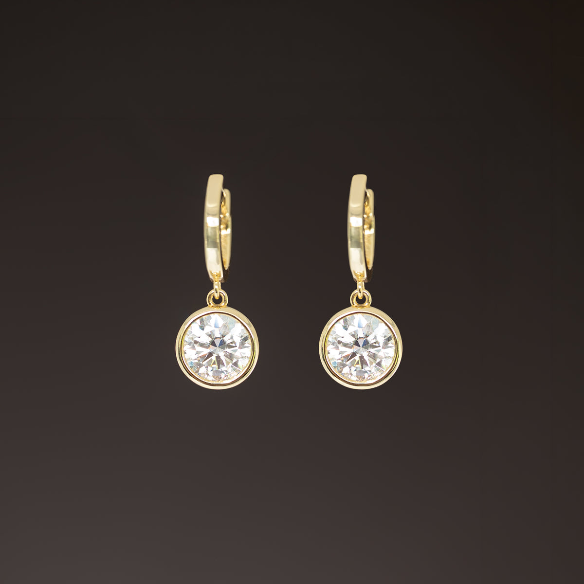 1 ct Moissanite Bezel Solitaire Hoops