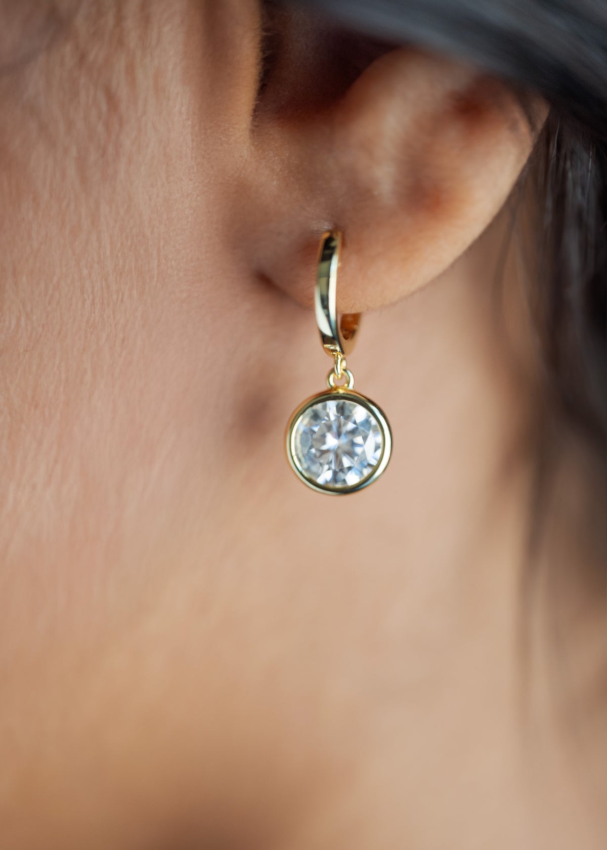 1 ct Moissanite Bezel Solitaire Hoops
