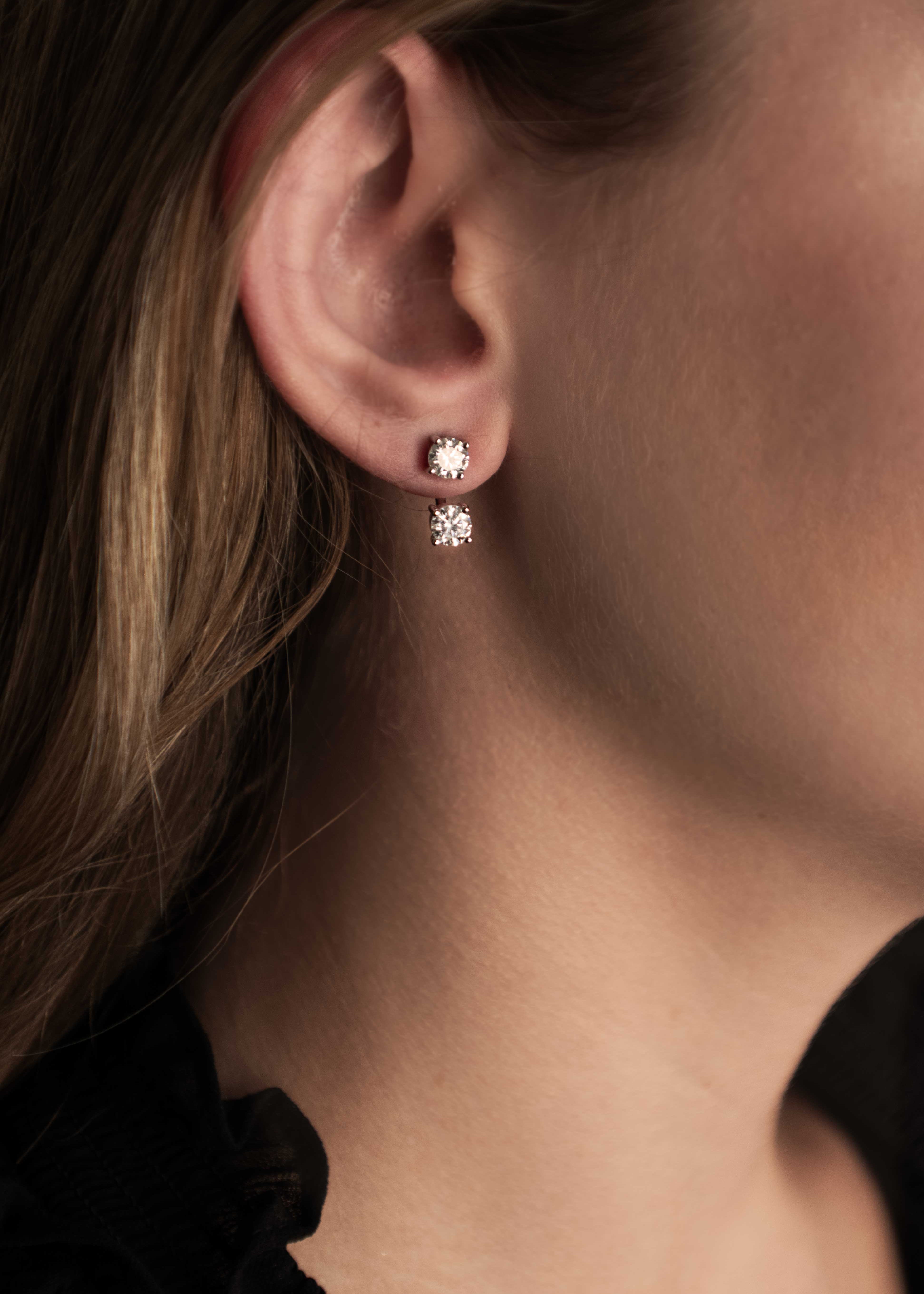 Moissanite Jacket Statement Stud Earrings