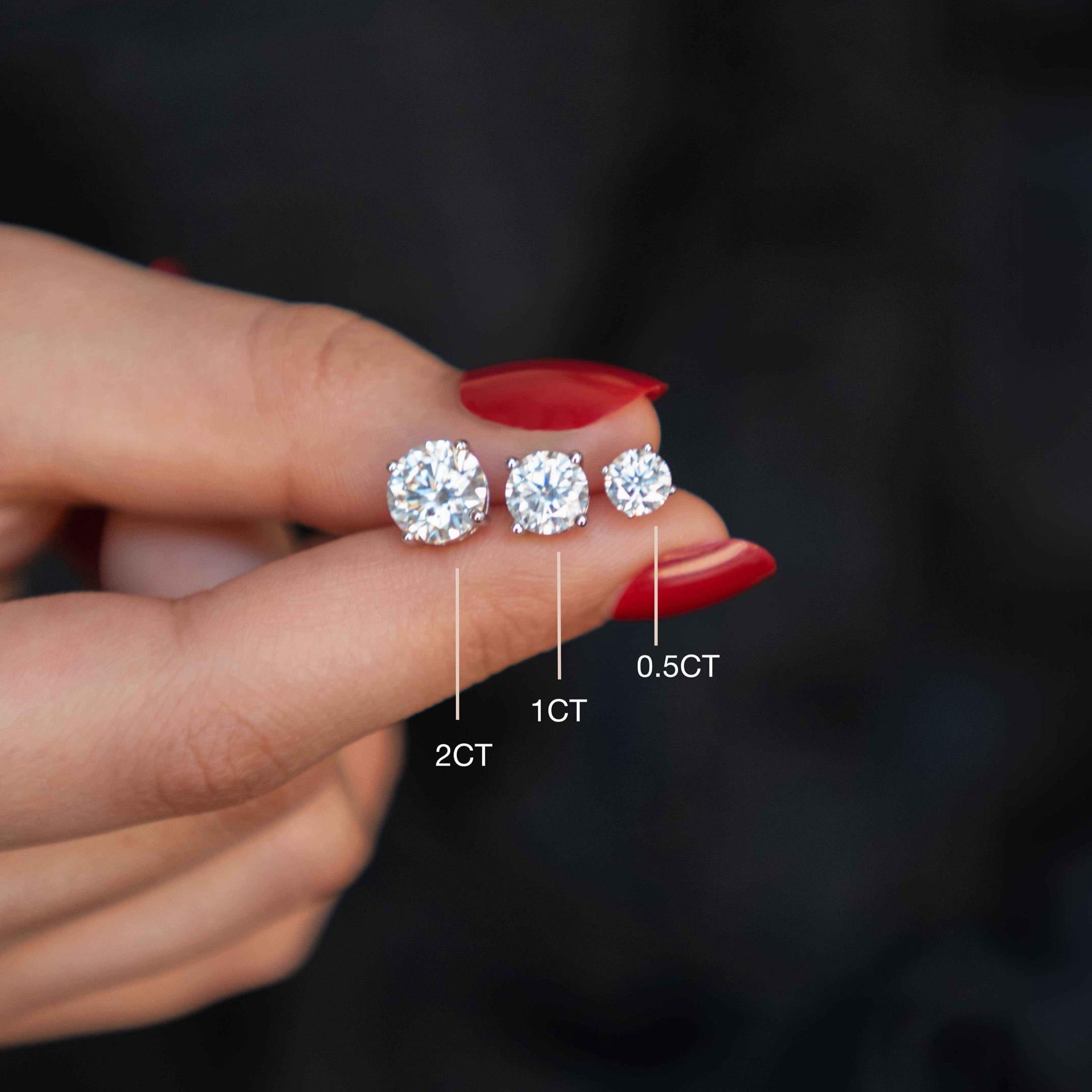 Classic Moissanite Stud Earrings Brilliant Cut