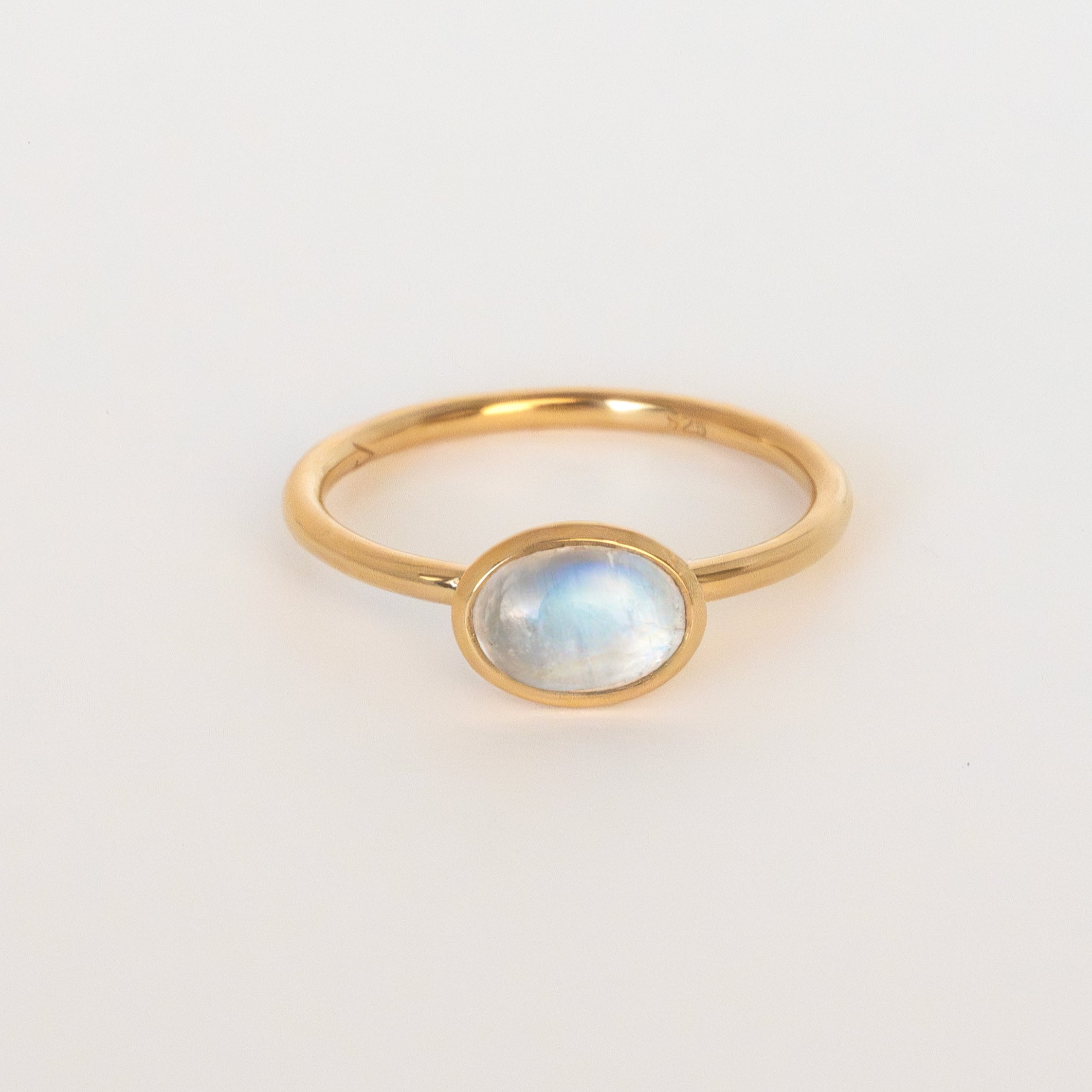 Natural Moonstone Ring Gold Blue Rainbow Flash Dainty Minimalist Promise Rings for Women, June Birthstone Birthday Gifts for Girls