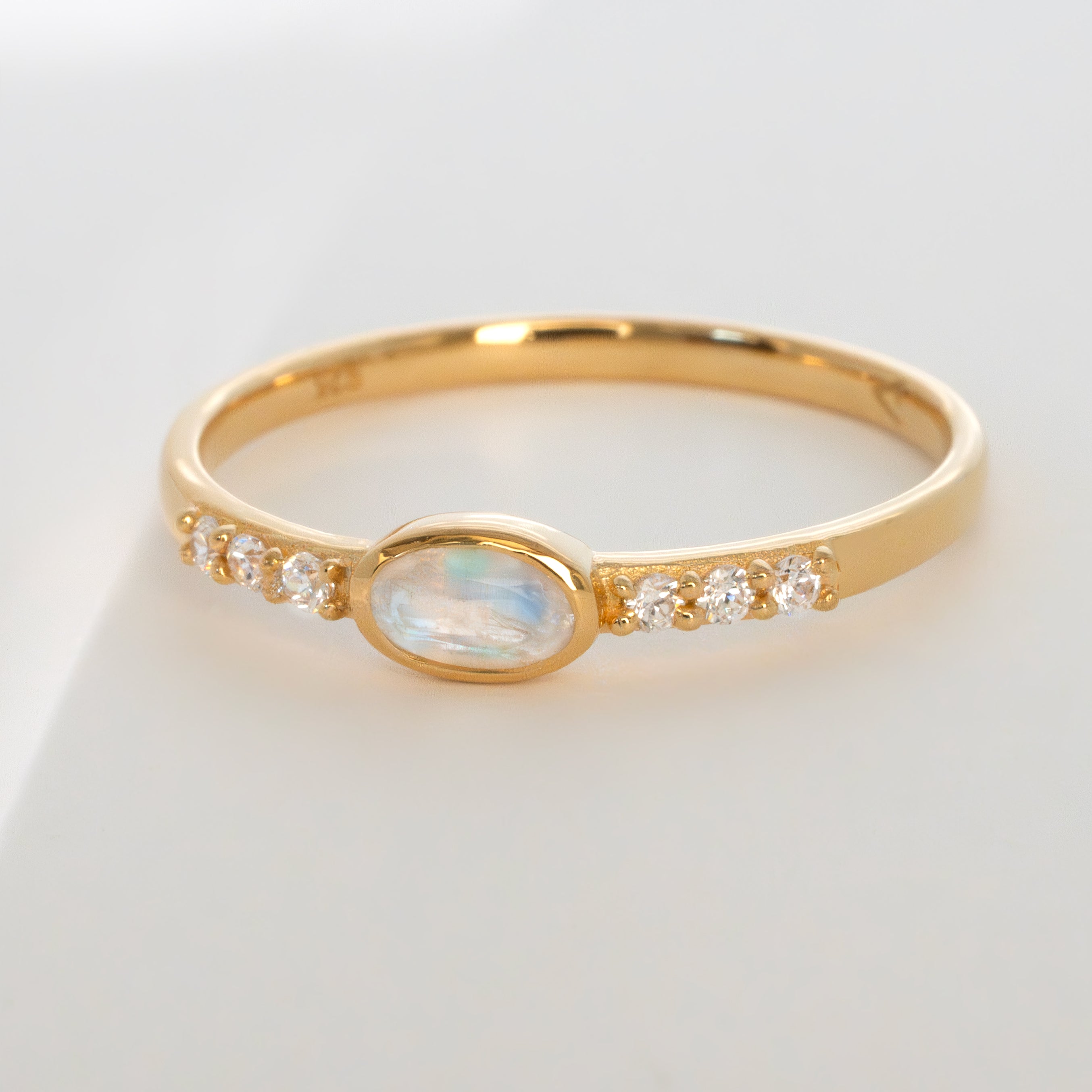 Real Moonstone stackable gold ring band