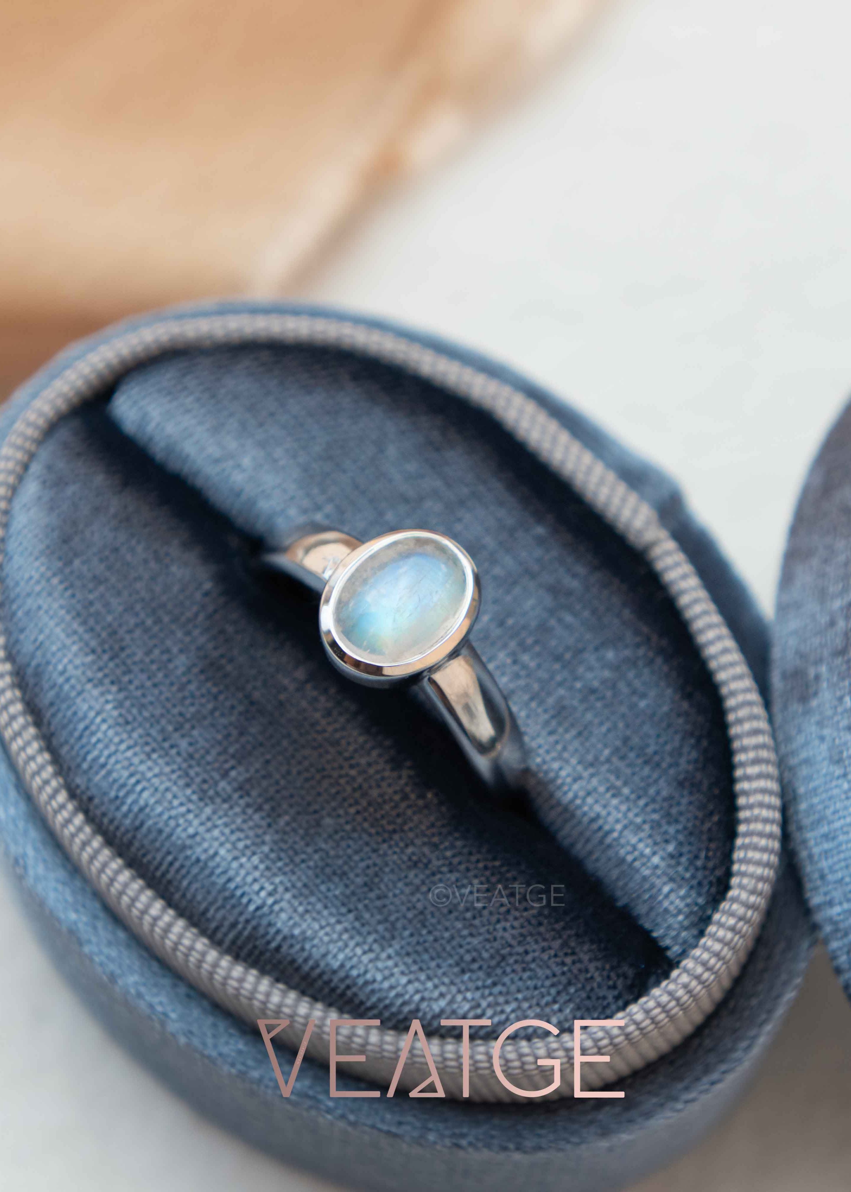 rainbow moonstone gold ring with blue flash natural gemstone ring June Birthstone Gifts for Women