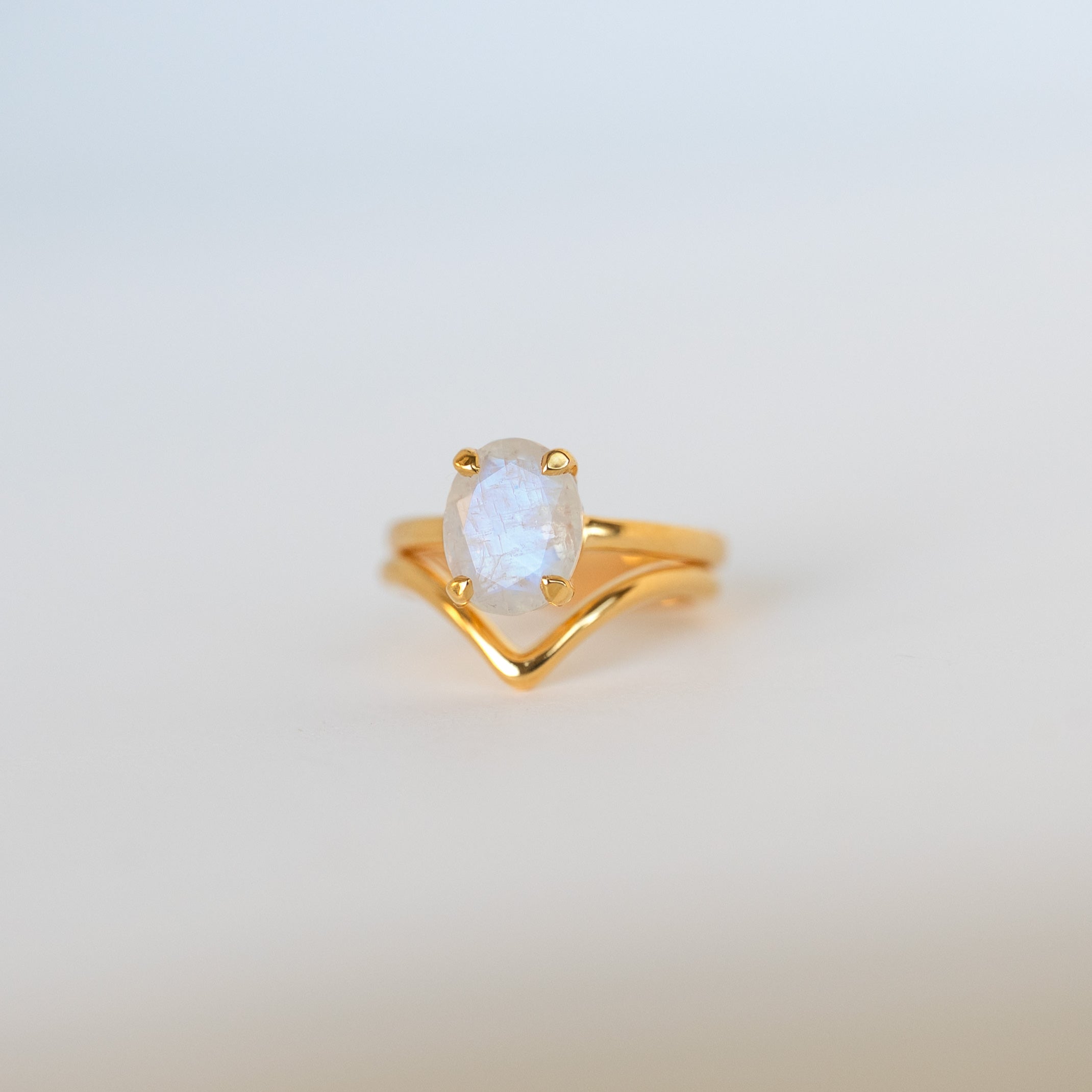 Pre-Stacked Moonstone Ring Set - Large
