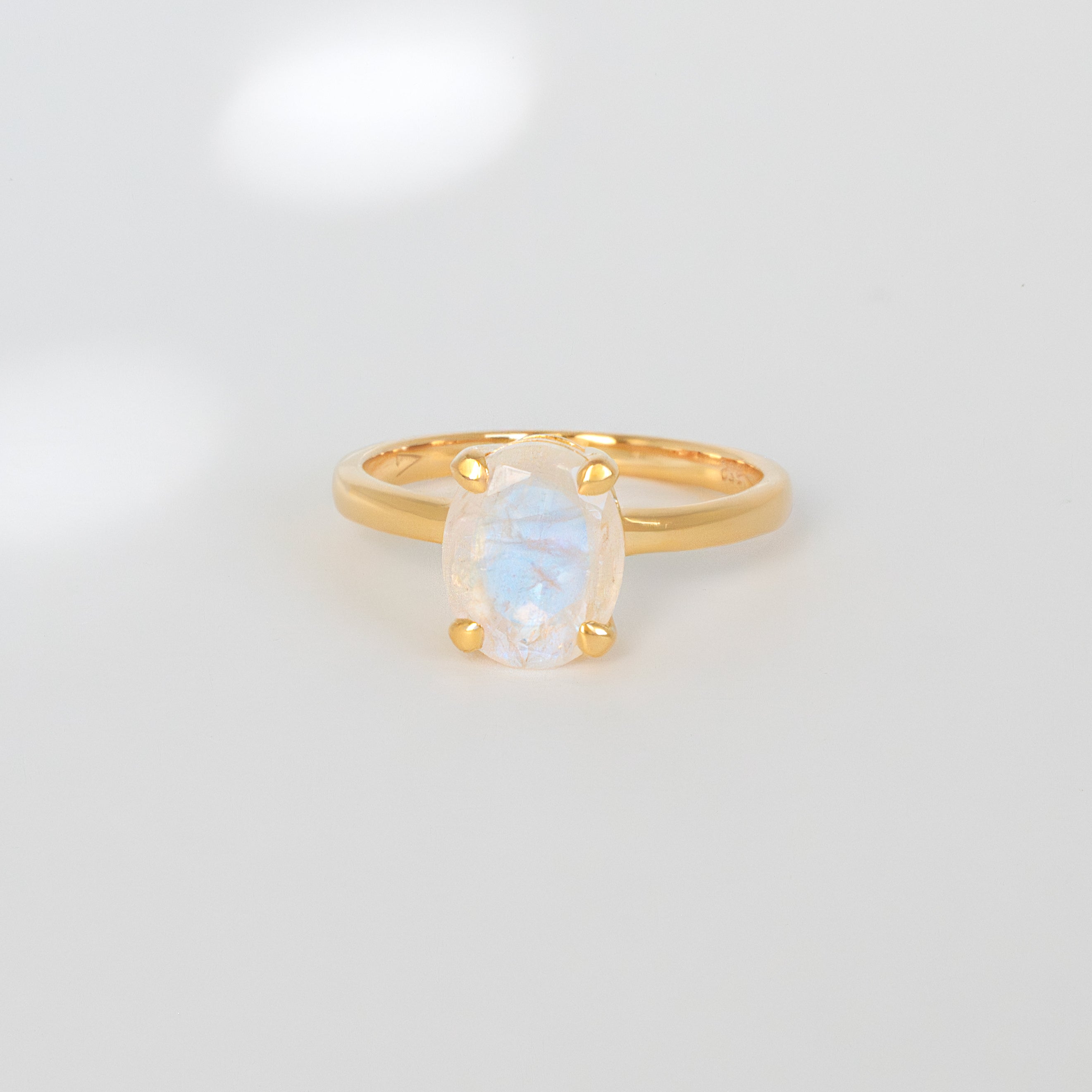 Large Moonstone Ring 14k Gold Vermeil, Oval Natural Gemstone Engagement Ring for Women, Promise Ring, Proposal Ring for New Beginnings