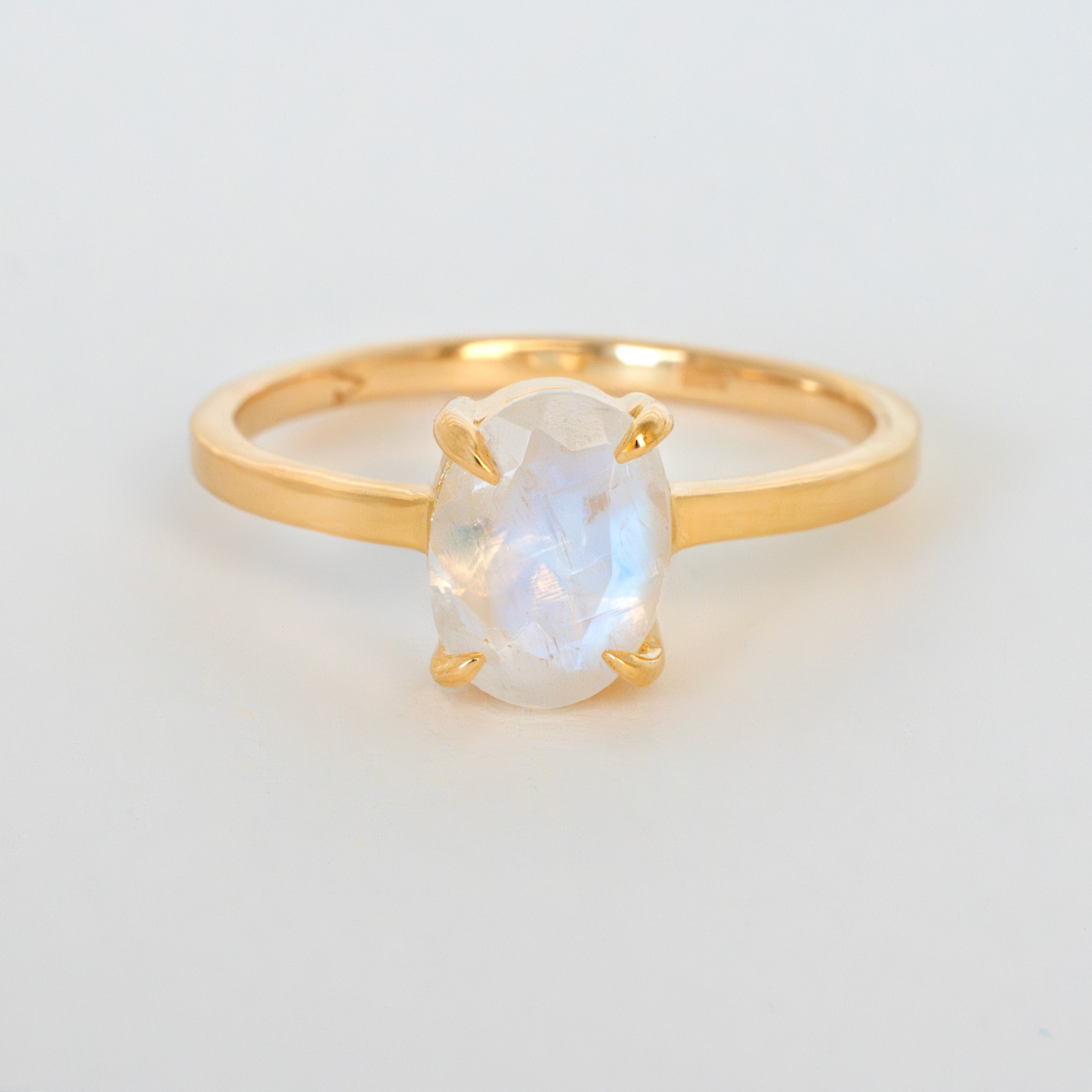 Moonstone 14k Gold Vermeil Natural Genuine Gemstone Minimalist Ring, June Birthstone Gifts for Women