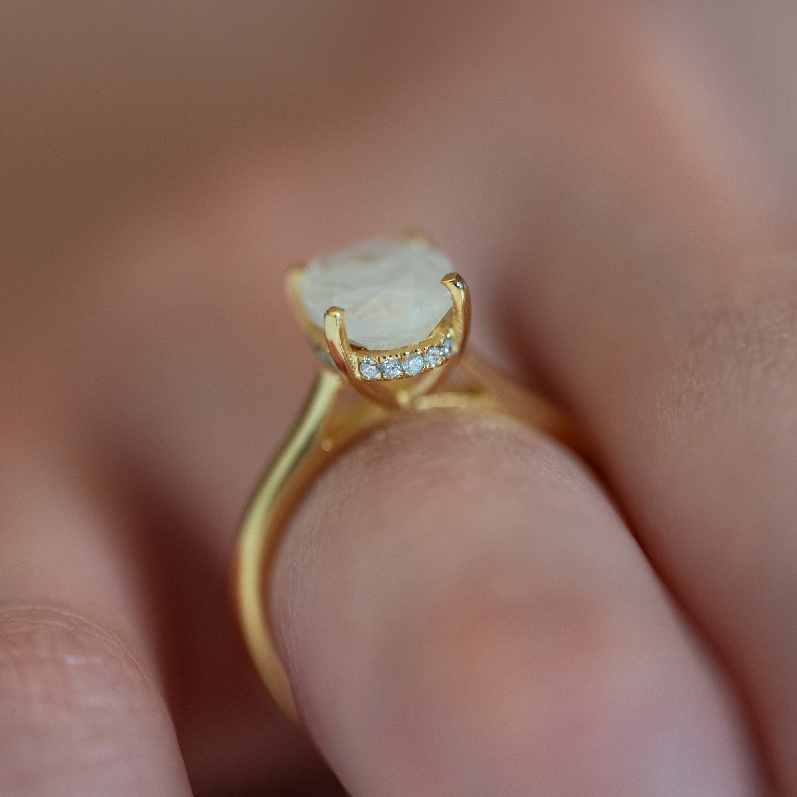 Moonstone Ring Hidden Halo