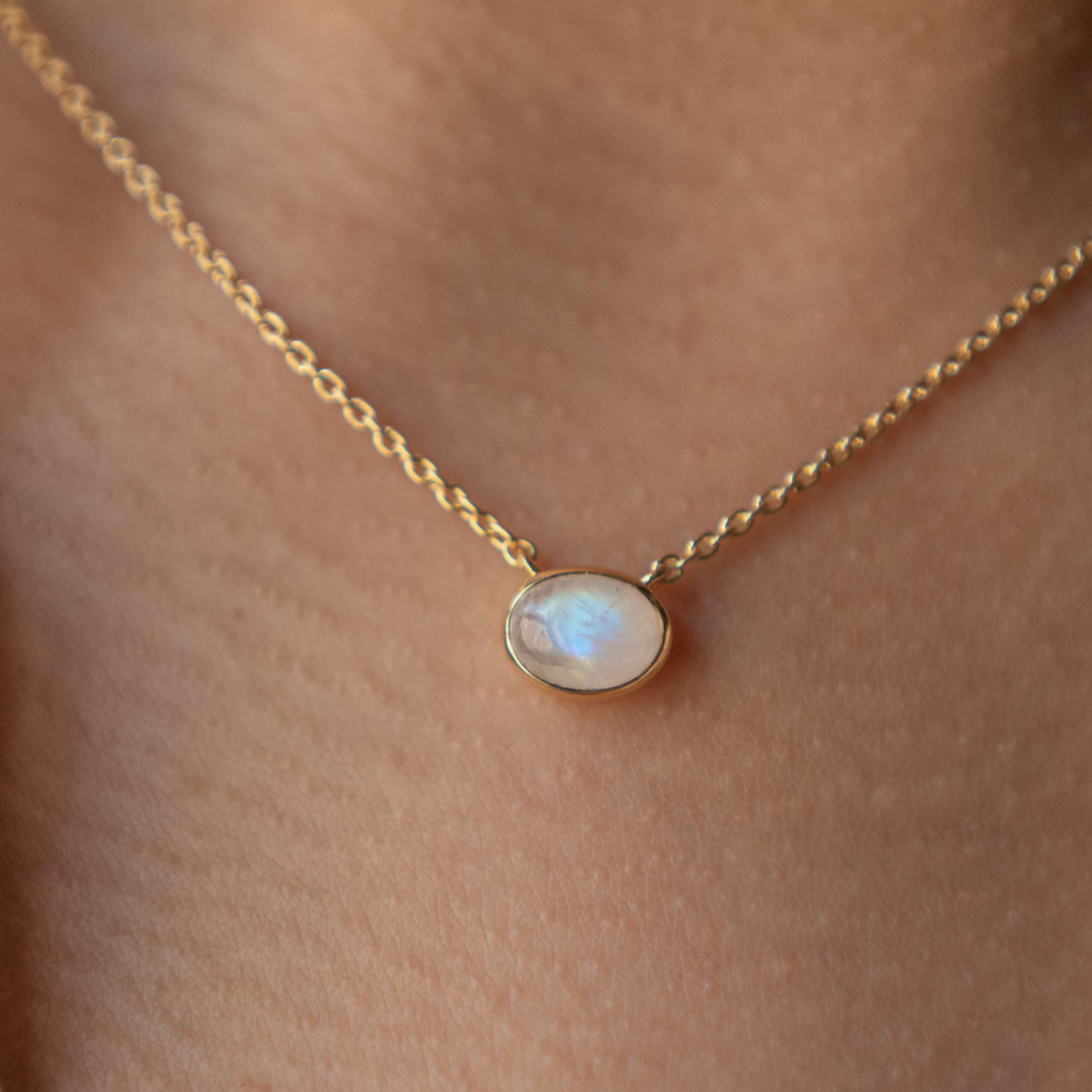 Moonstone Necklace Gold Filled, Natural Moonstone Jewelry Gift for Girls, Necklace for Women
