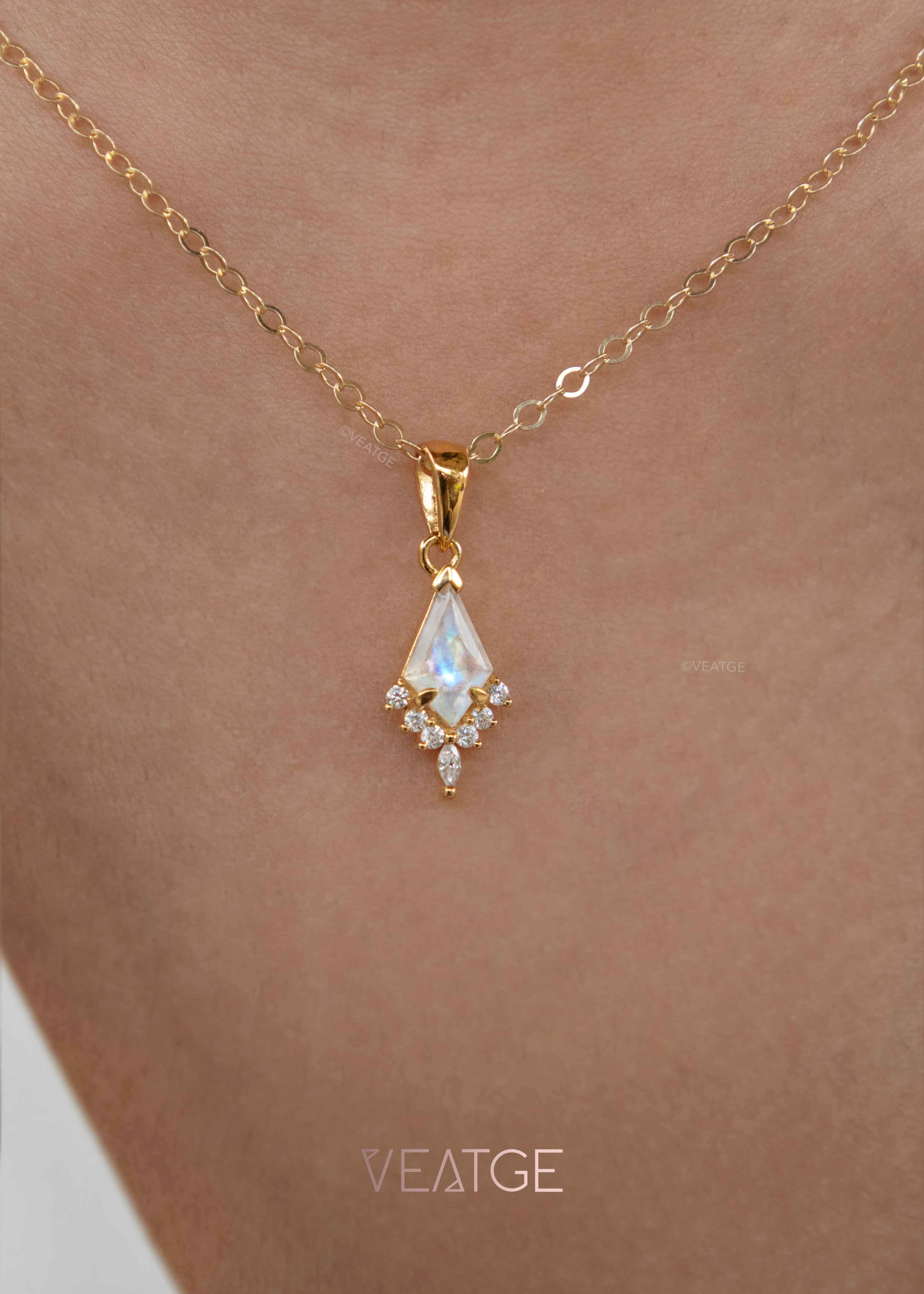 Moonstone Kite Necklace gold silver rose gold veatge zelda