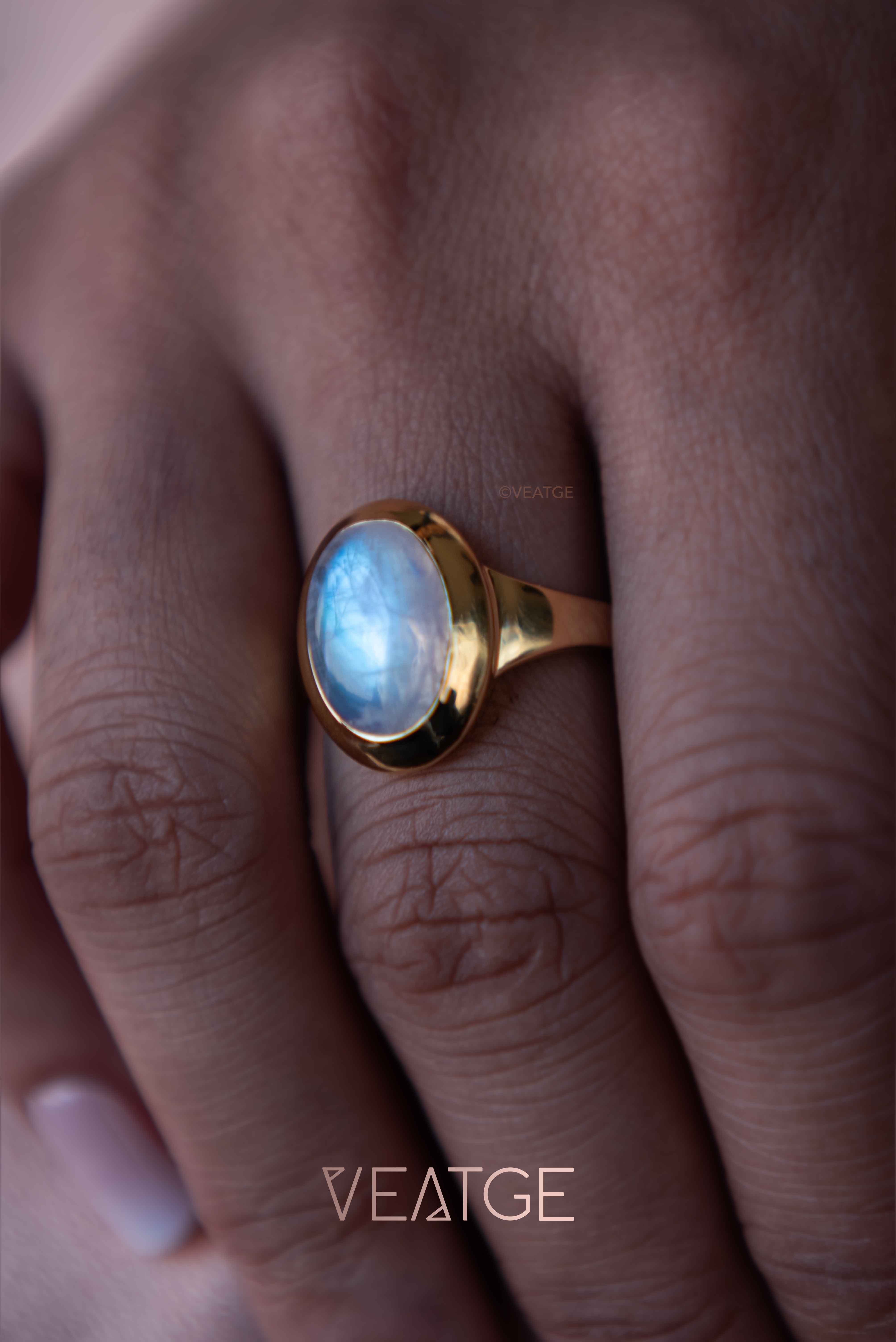 Large Moonstone Statement Ring Gold Vermeil Gifts for Women, New Mom Gift, Wedding Gift, Graduation Gift, New Beginning Gifts for Girls