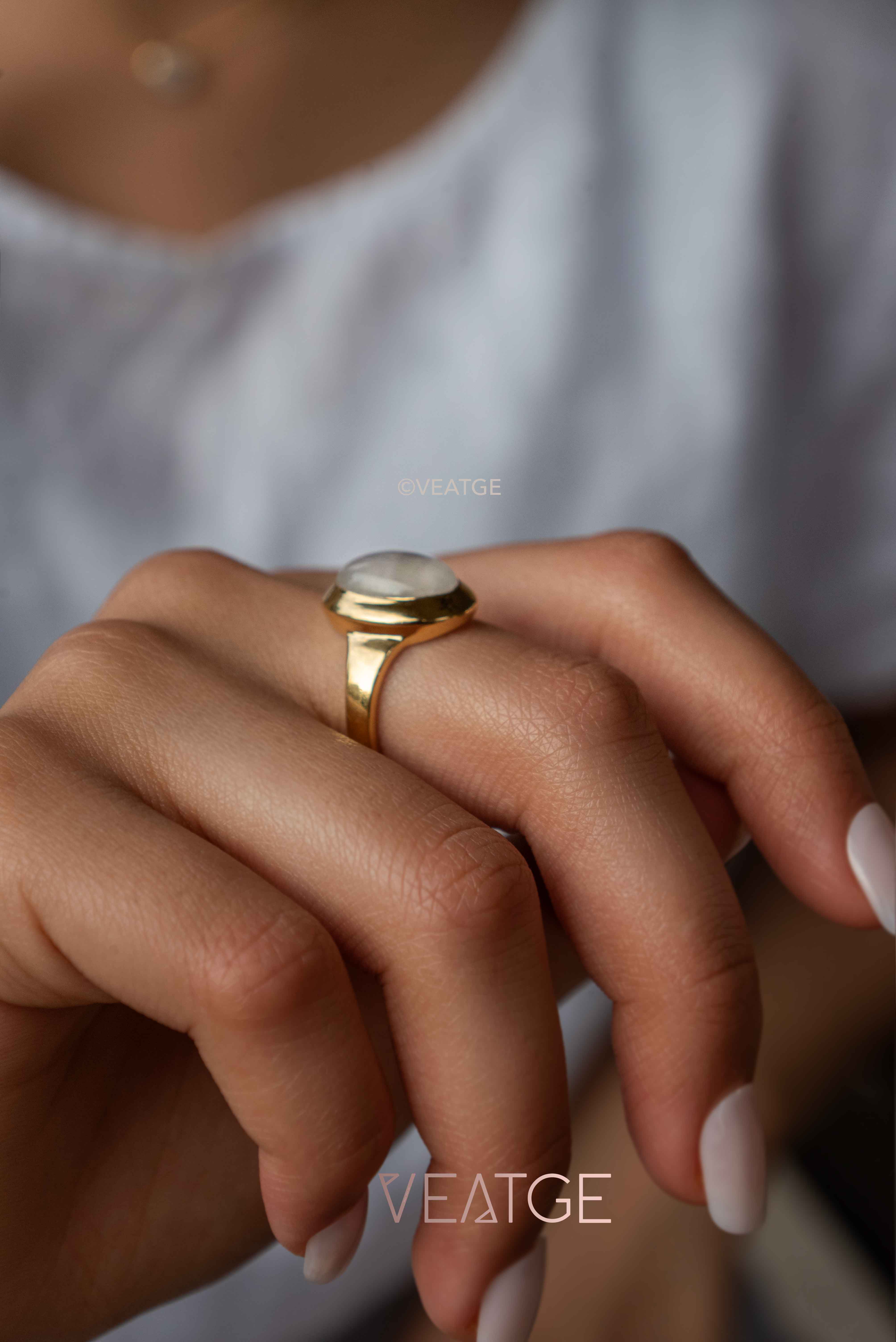 Large Moonstone Statement Ring Gold Vermeil Gifts for Women, New Mom Gift, Wedding Gift, Graduation Gift, New Beginning Gifts for Girls