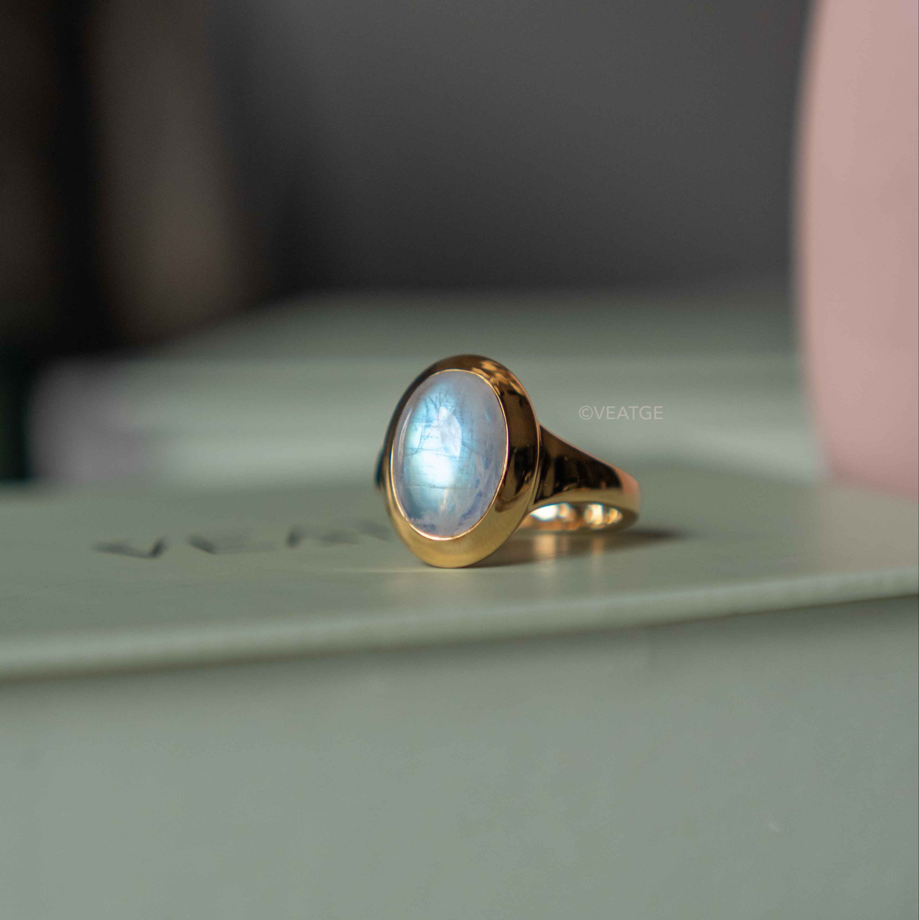Large Moonstone Statement Ring Gold Vermeil Gifts for Women, New Mom Gift, Wedding Gift, Graduation Gift, New Beginning Gifts for Girls