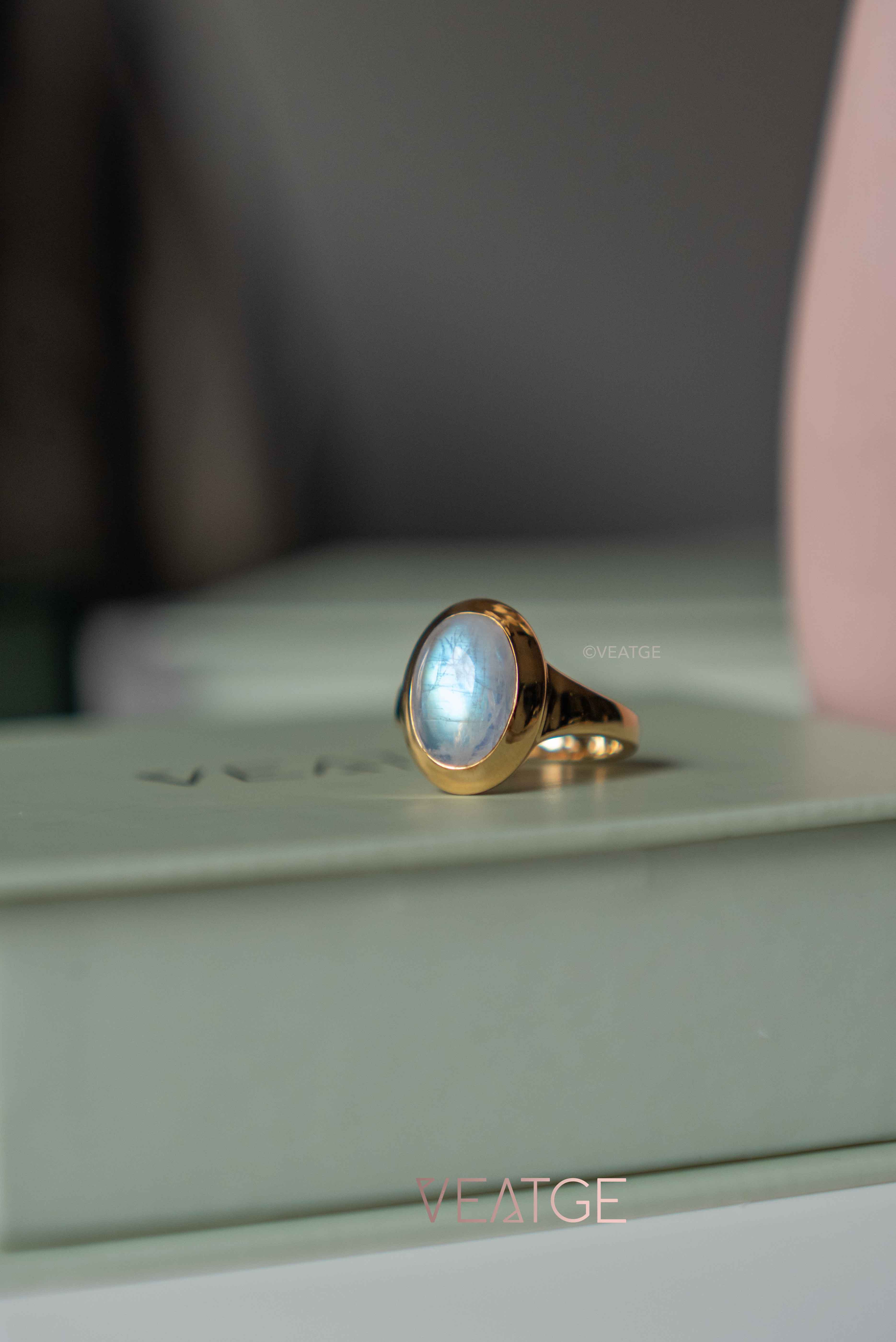 Large Moonstone Statement Ring Gold Vermeil Gifts for Women, New Mom Gift, Wedding Gift, Graduation Gift, New Beginning Gifts for Girls