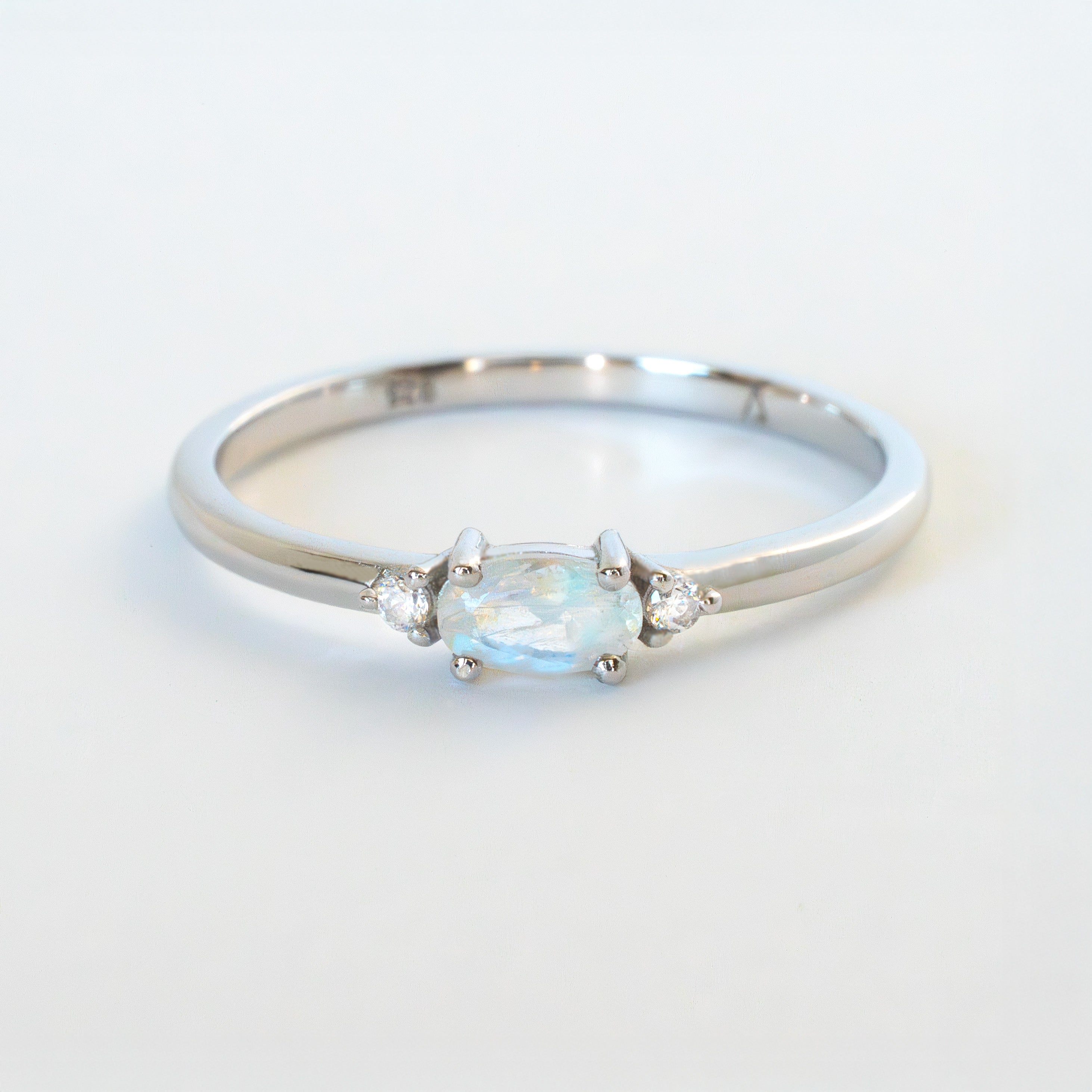 Moonstone Ring silver June Birthstone, Dainty Stacking Ring, Genuine Natural Gemstone Jewelry, 925 sterling silver, Mom Birthday Gifts, Stacking Rings, Stackable Rings