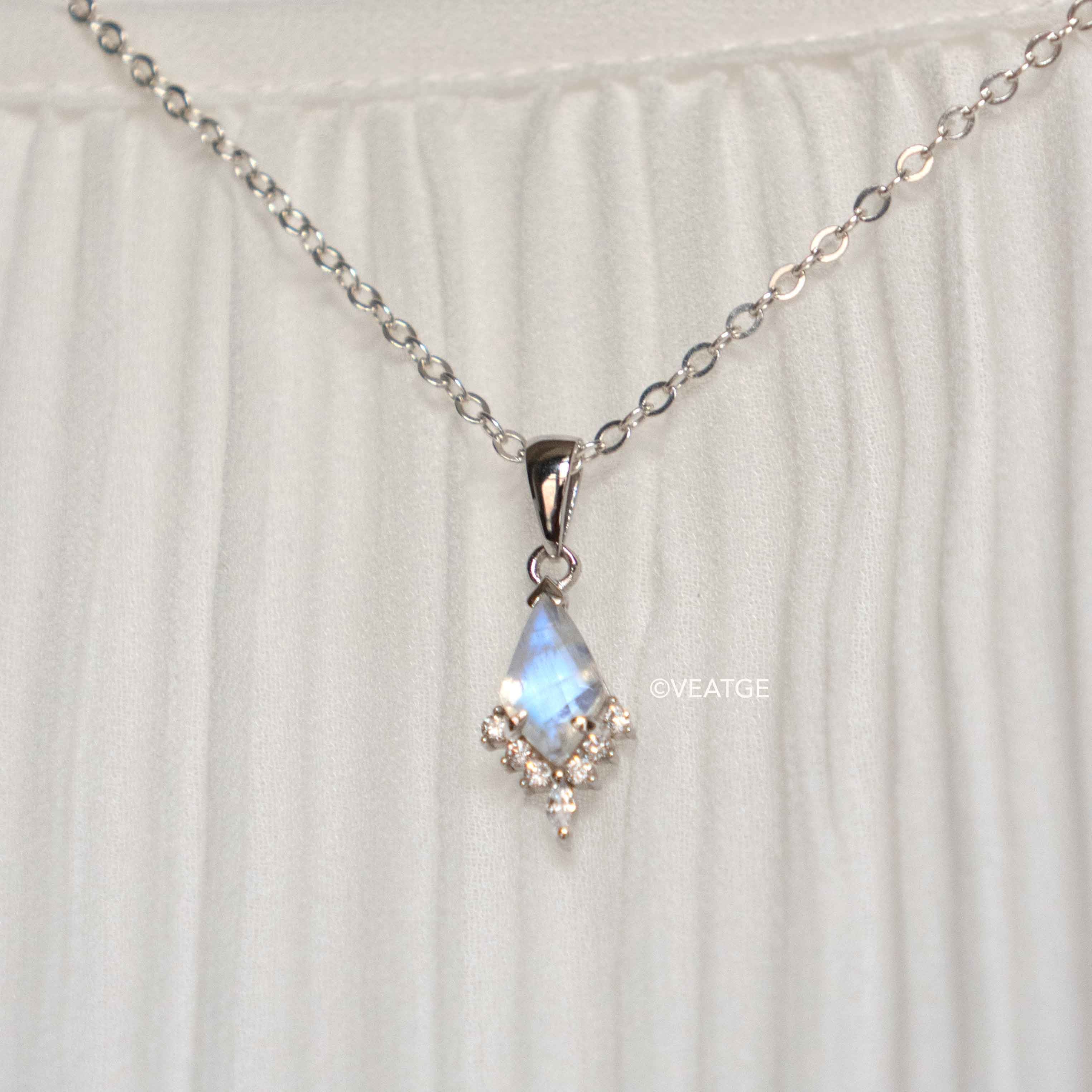 Moonstone Kite Necklace gold silver rose gold veatge 