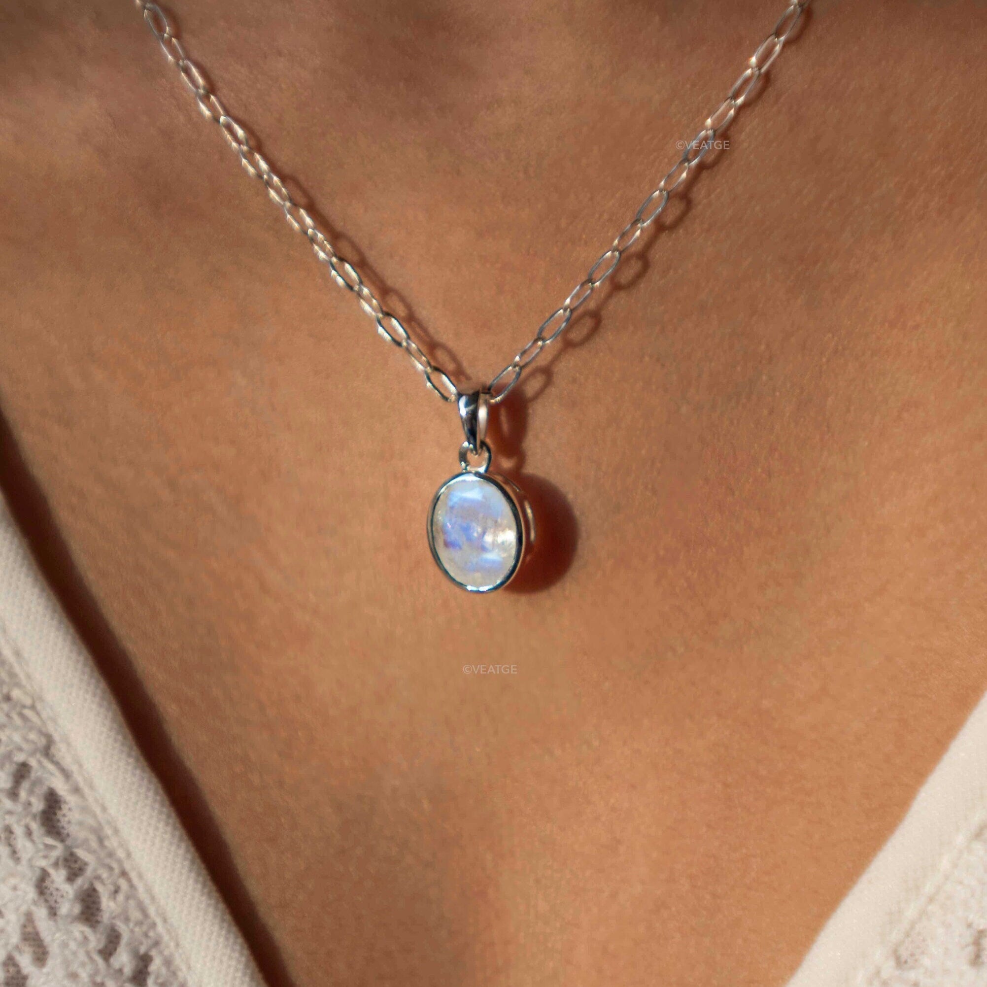 Moonstone silver necklace