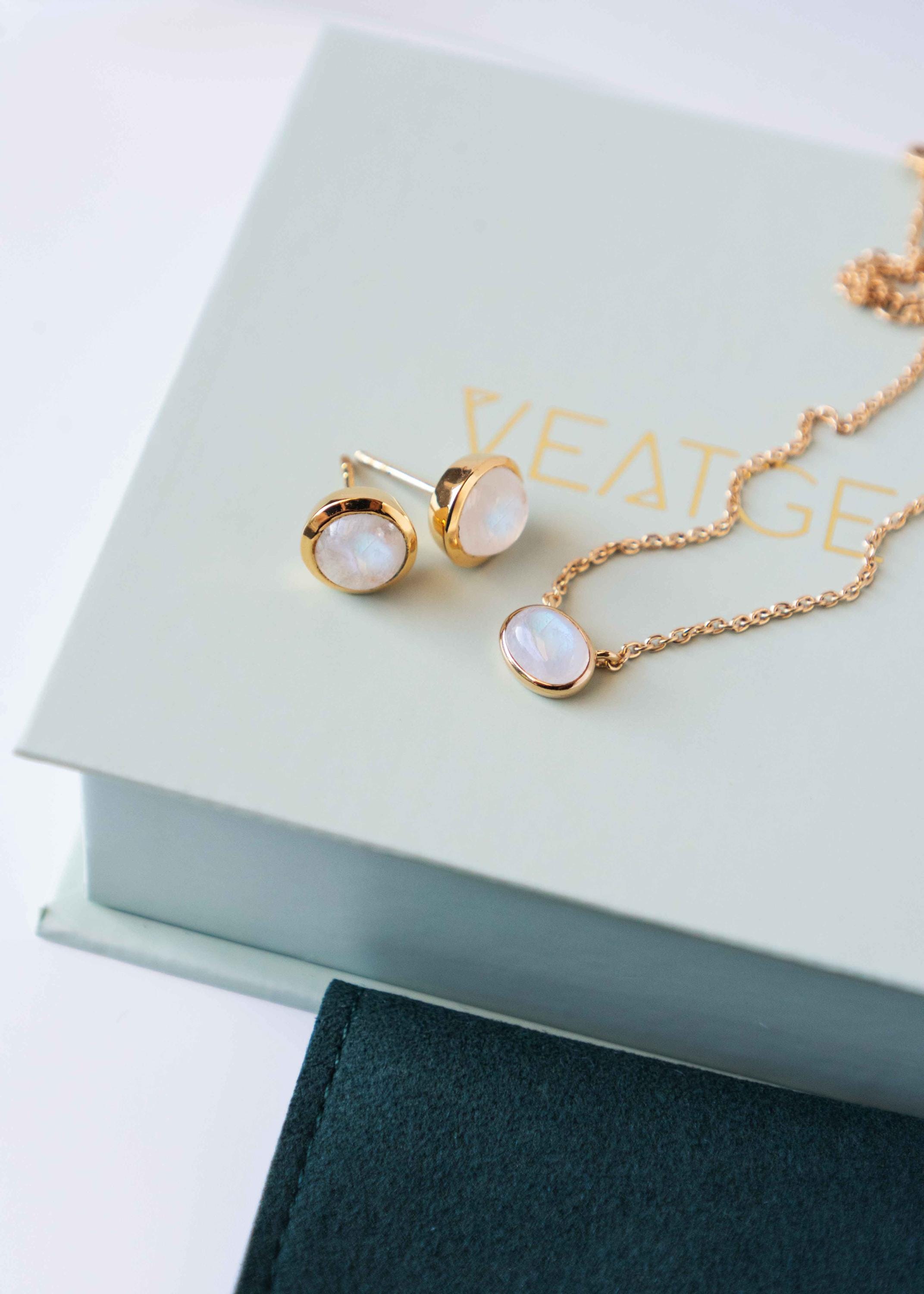 Moonstone Necklace and Earrings Gift Set