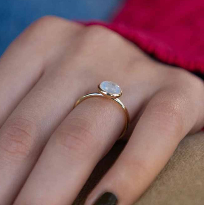 Dainty Gold Moonstone Ring Buttercup ring Veatge