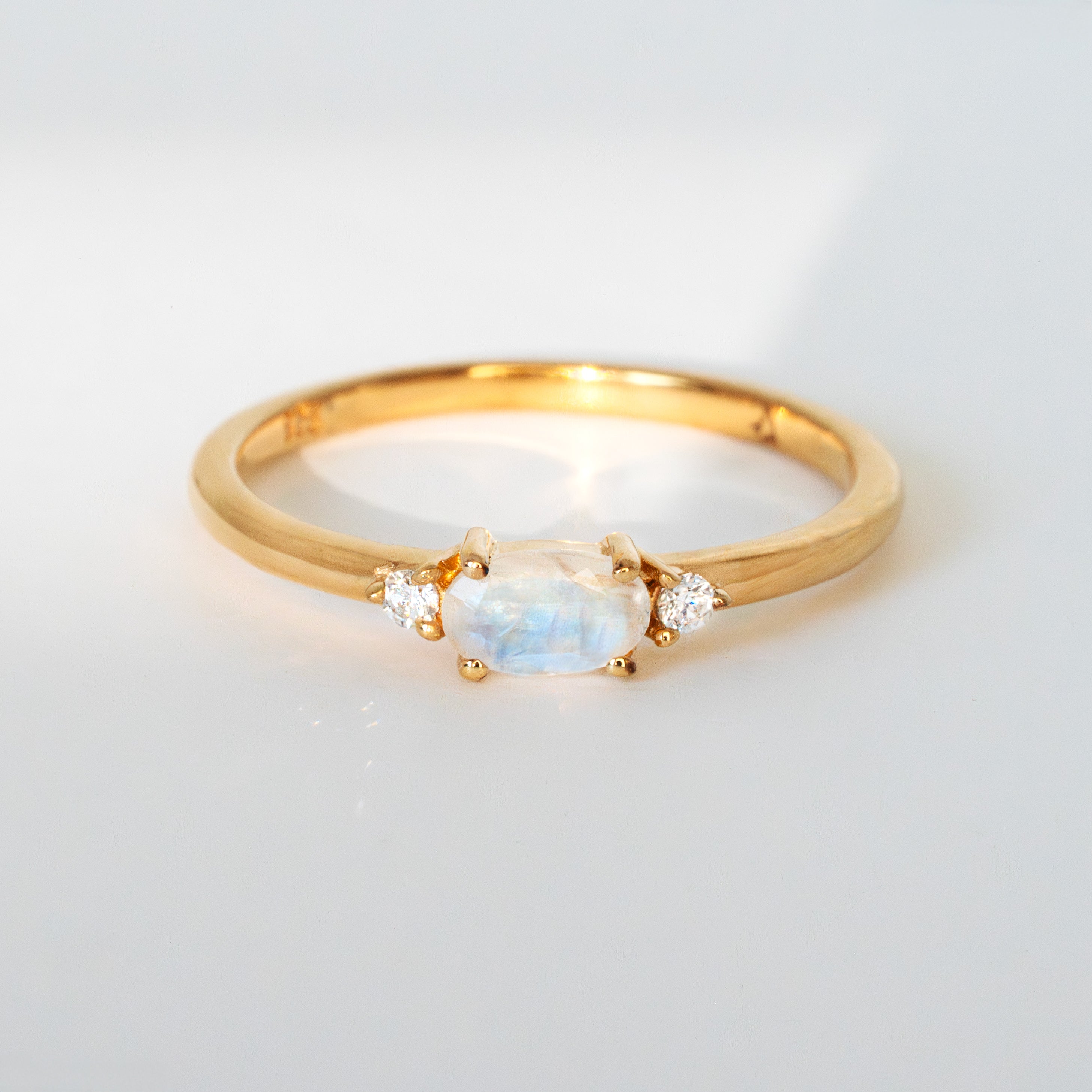 Moonstone Ring Gold June Birthstone, Dainty Stacking Ring, Genuine Natural Gemstone Jewelry, 14k gold vermeil, Mom Birthday Gifts, Stacking Rings, Stackable Rings