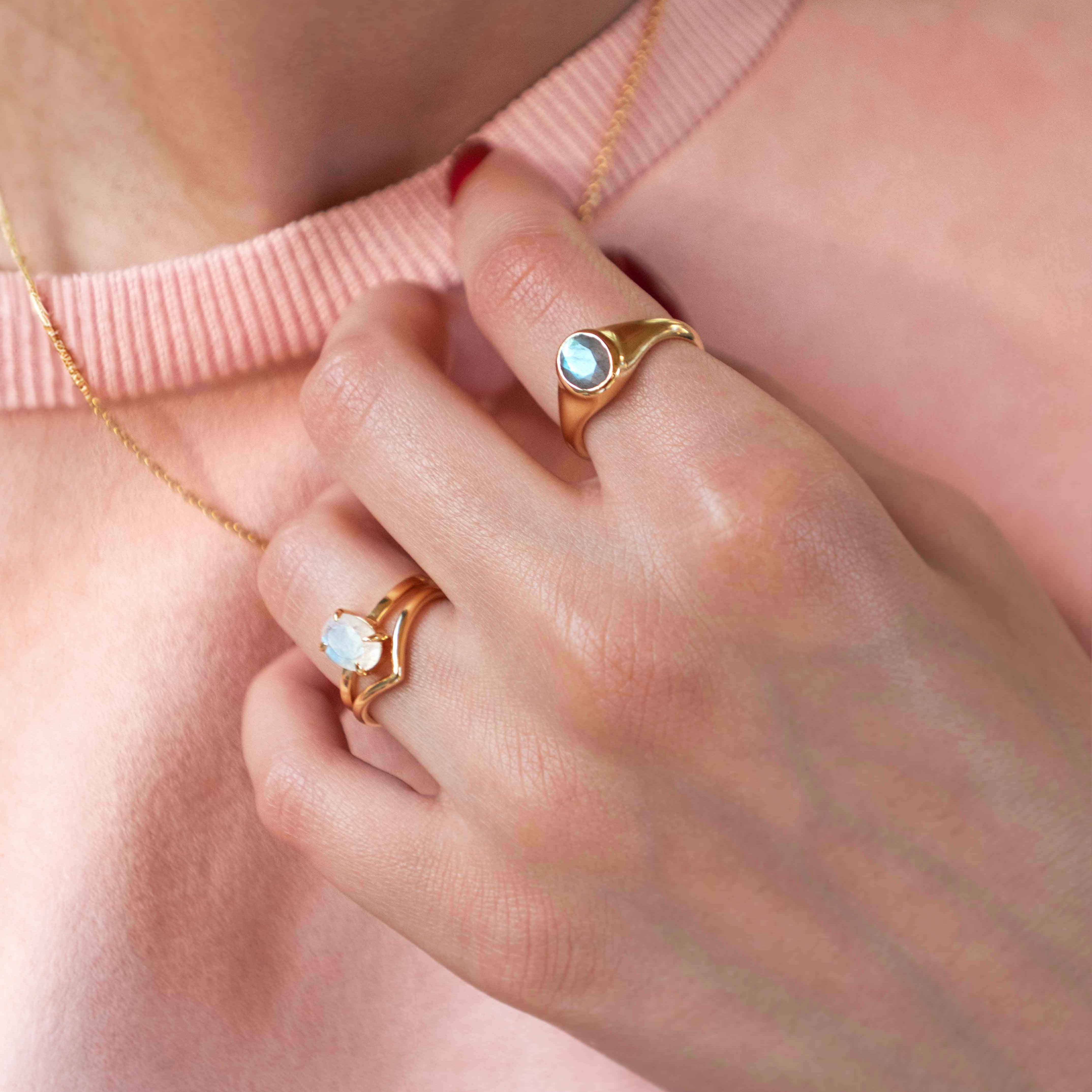 Pre-Stacked Moonstone Ring Set - Medium