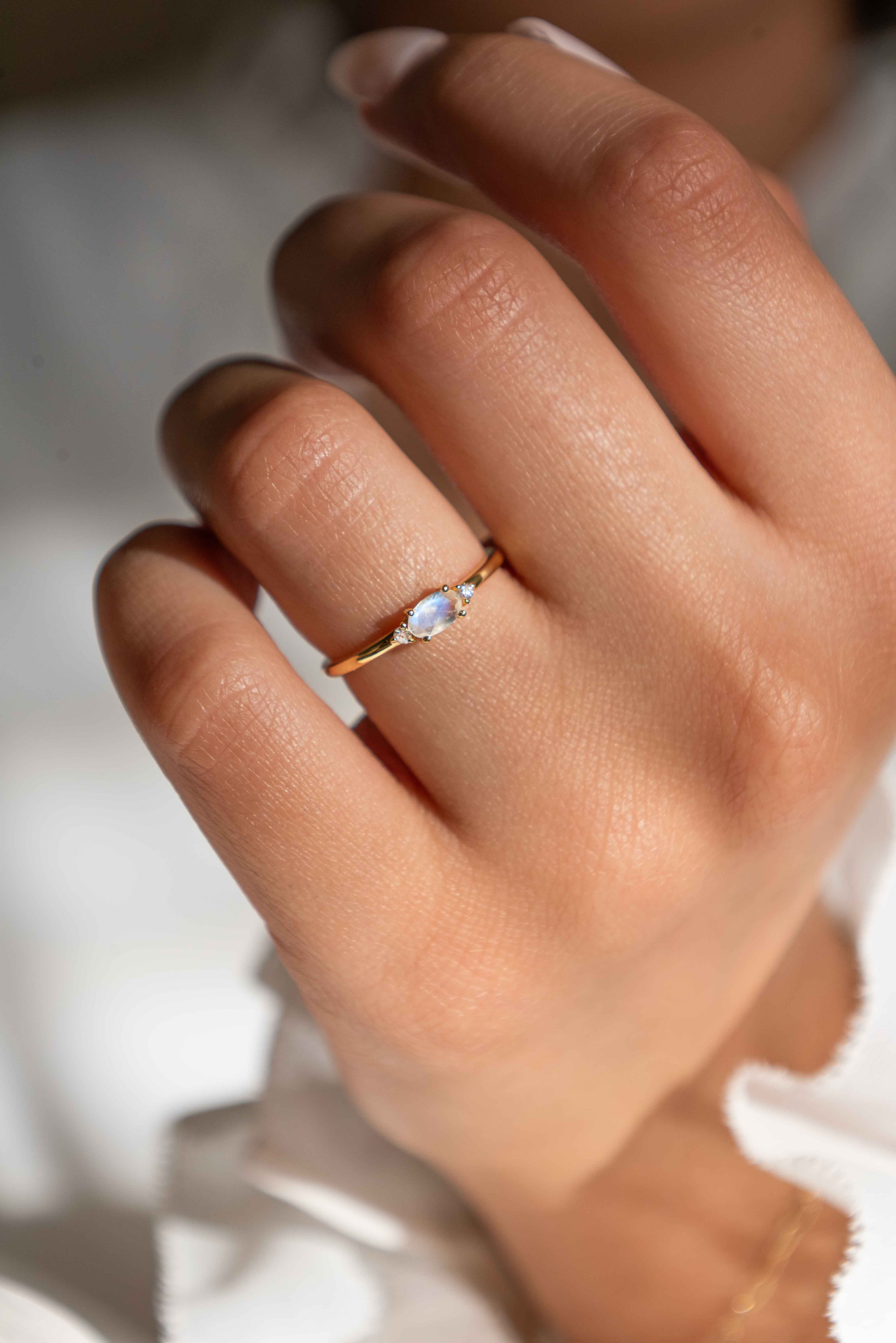 Moonstone Stacking Ring gold