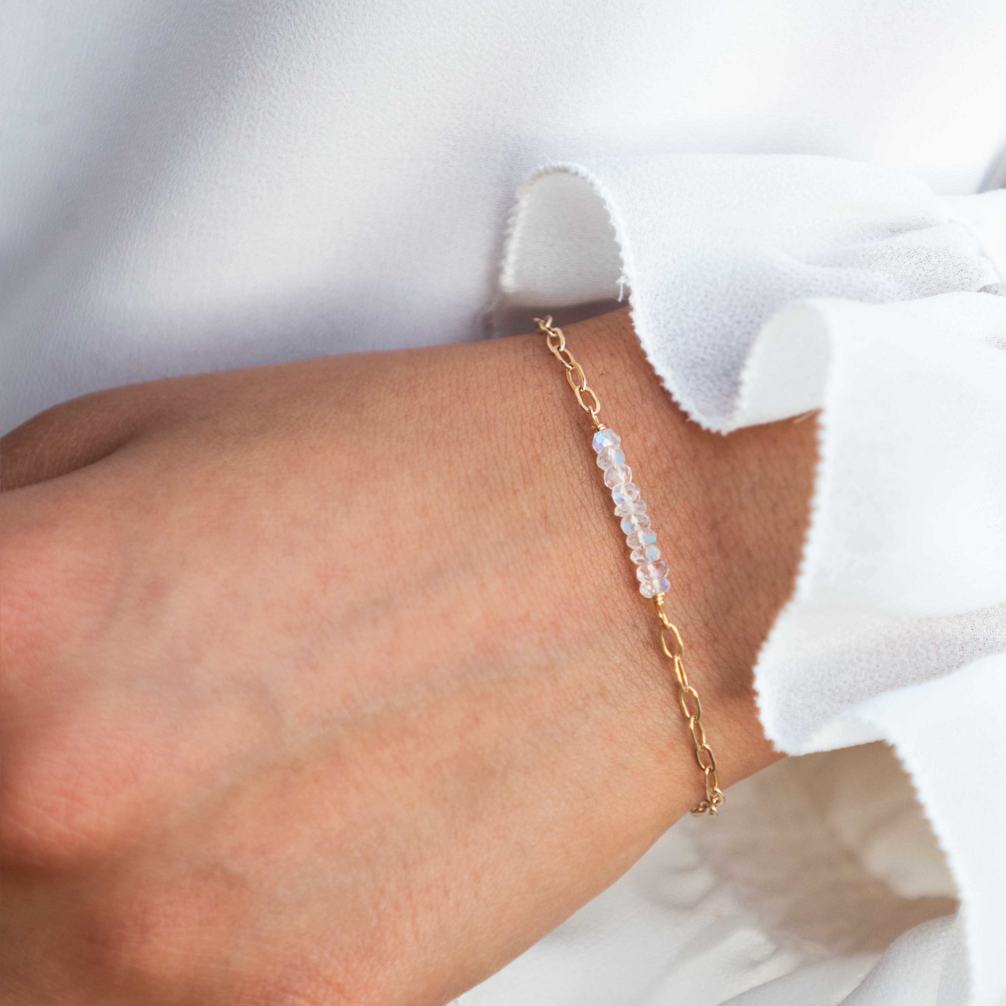 Moonstone Bracelet in 14k Gold Filled, June Birthstone, Moonstone Jewelry Gifts for Girls, Custom made Bracelets in HOuston