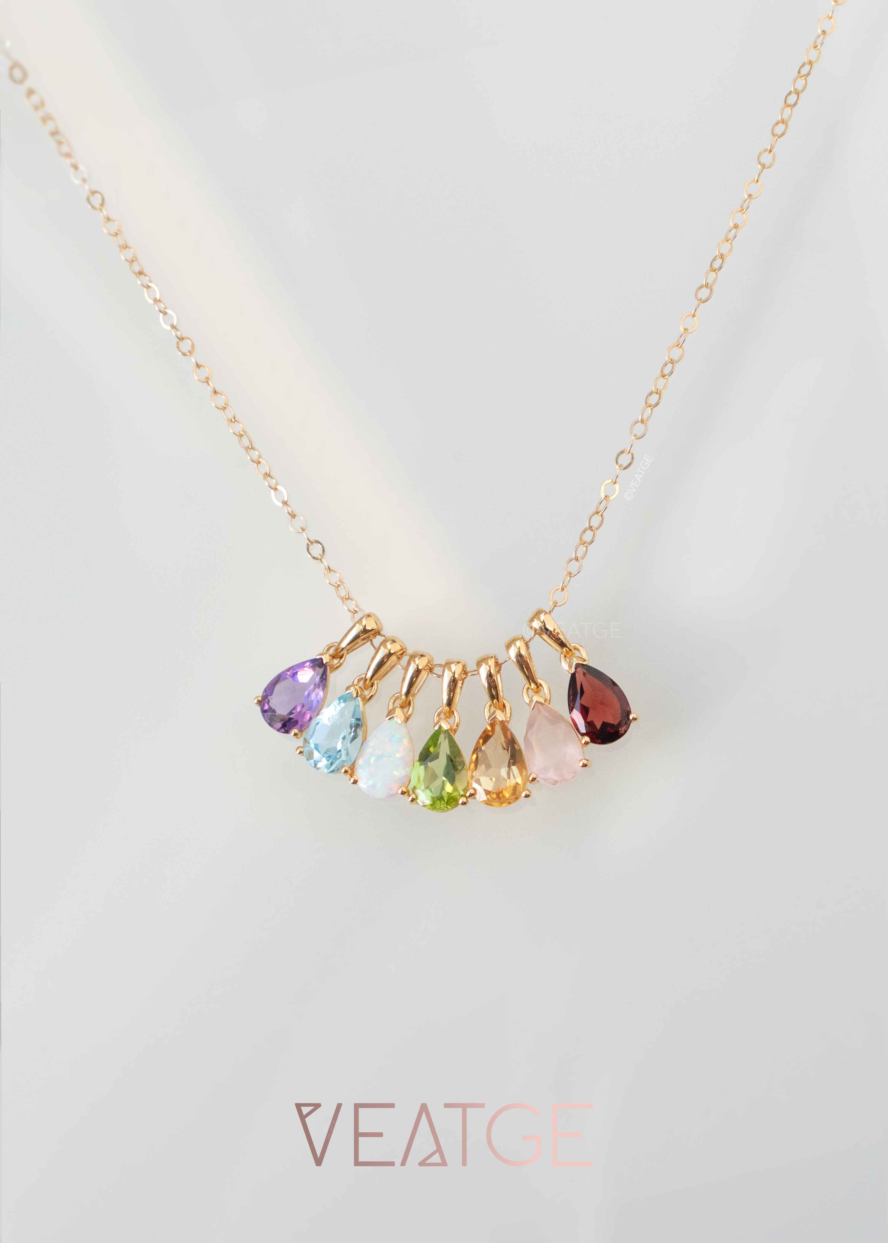 Pear Teardrop Birthstone Necklace