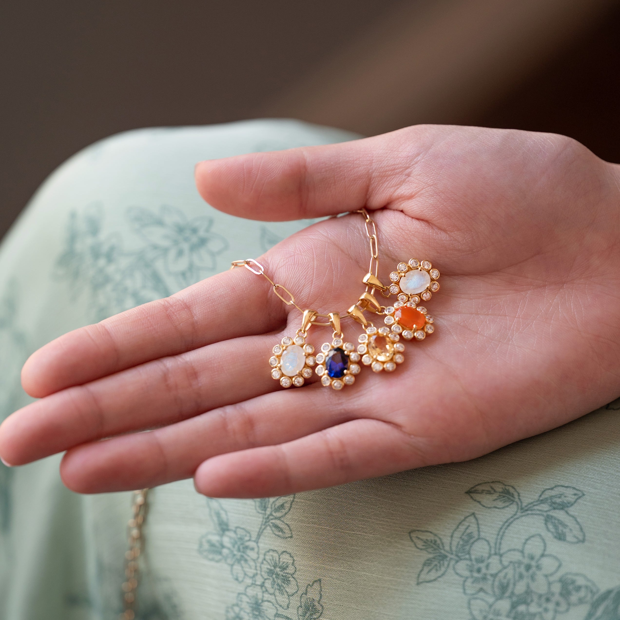 Multi Gemstone Flower Necklaces