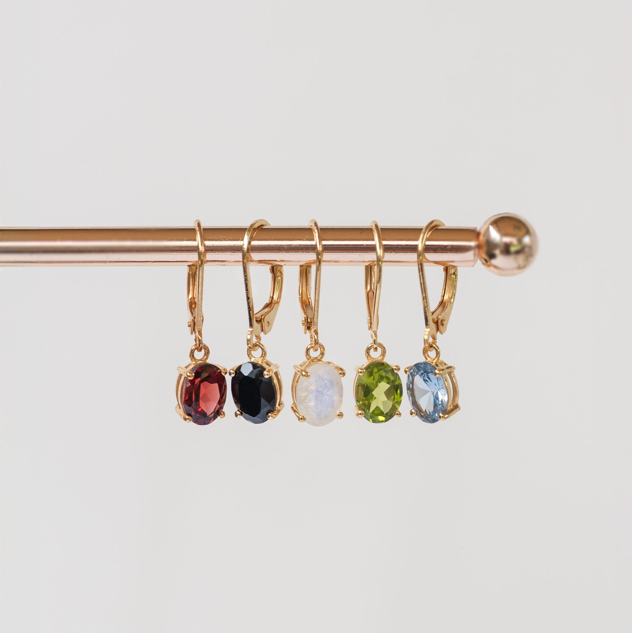 Natural Birthstone Dangle Earrings 14k Gold Vermeil, Genuine Gemstone Dangle Drop Earrings Leverback Closed Hooks, Birthday Gifts for Women