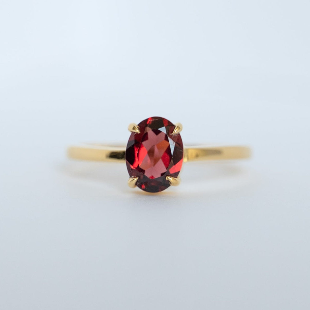 Natural Garnet Ring Gold January Birthstone Birthday Gifts for women