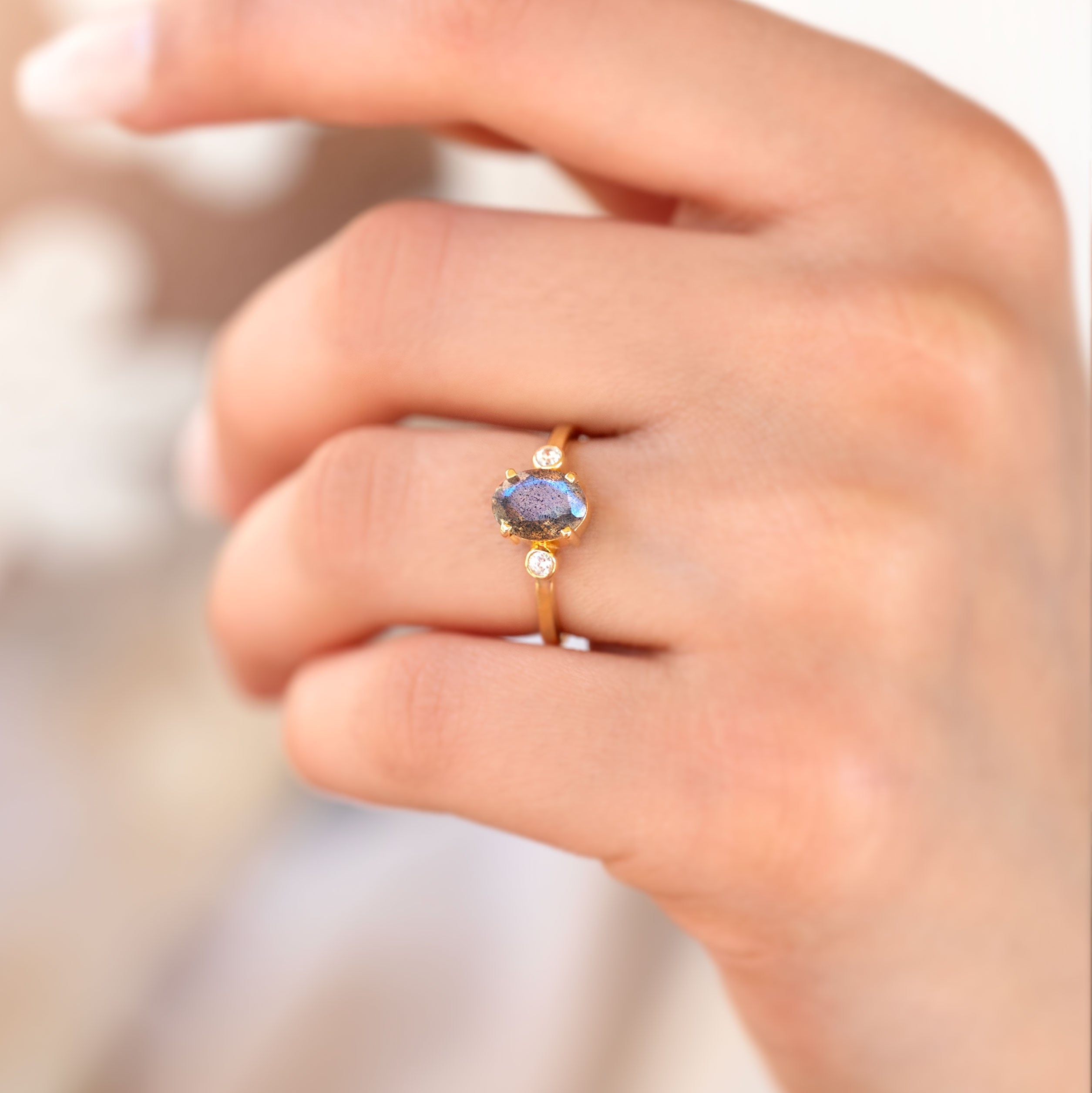 Labradorite Ring Gold - Mae by Veatge