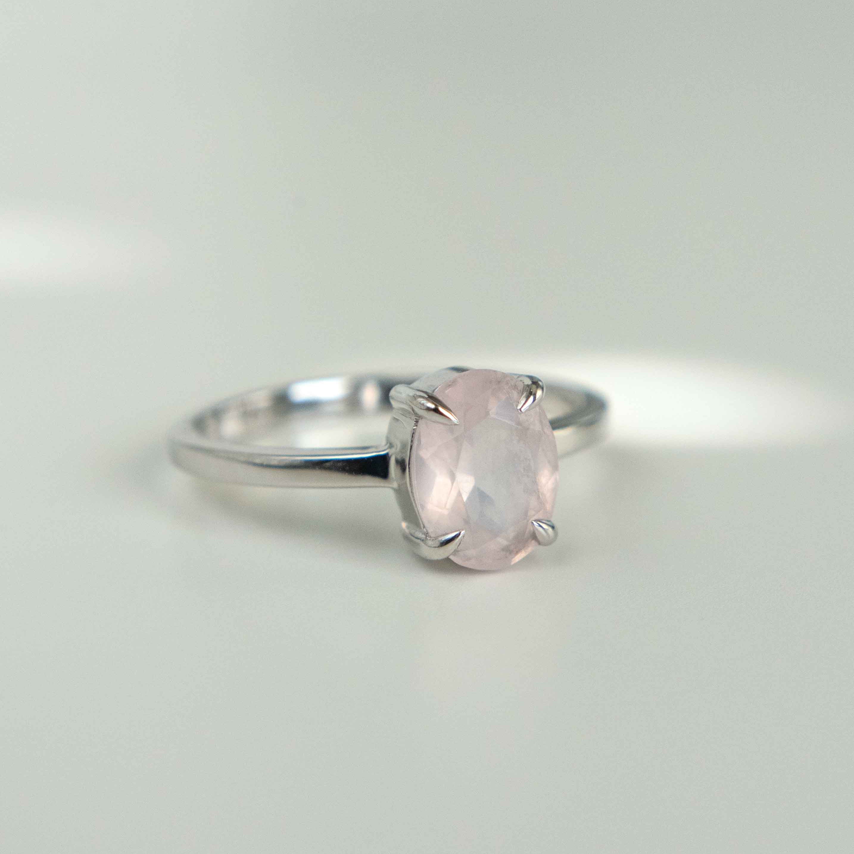 Natural Rose Quartz Ring in 925 Sterling Silver non-tarnish, Rose Quartz Genuine Real Gemstone Stacking Dainty Rings Silver for Women