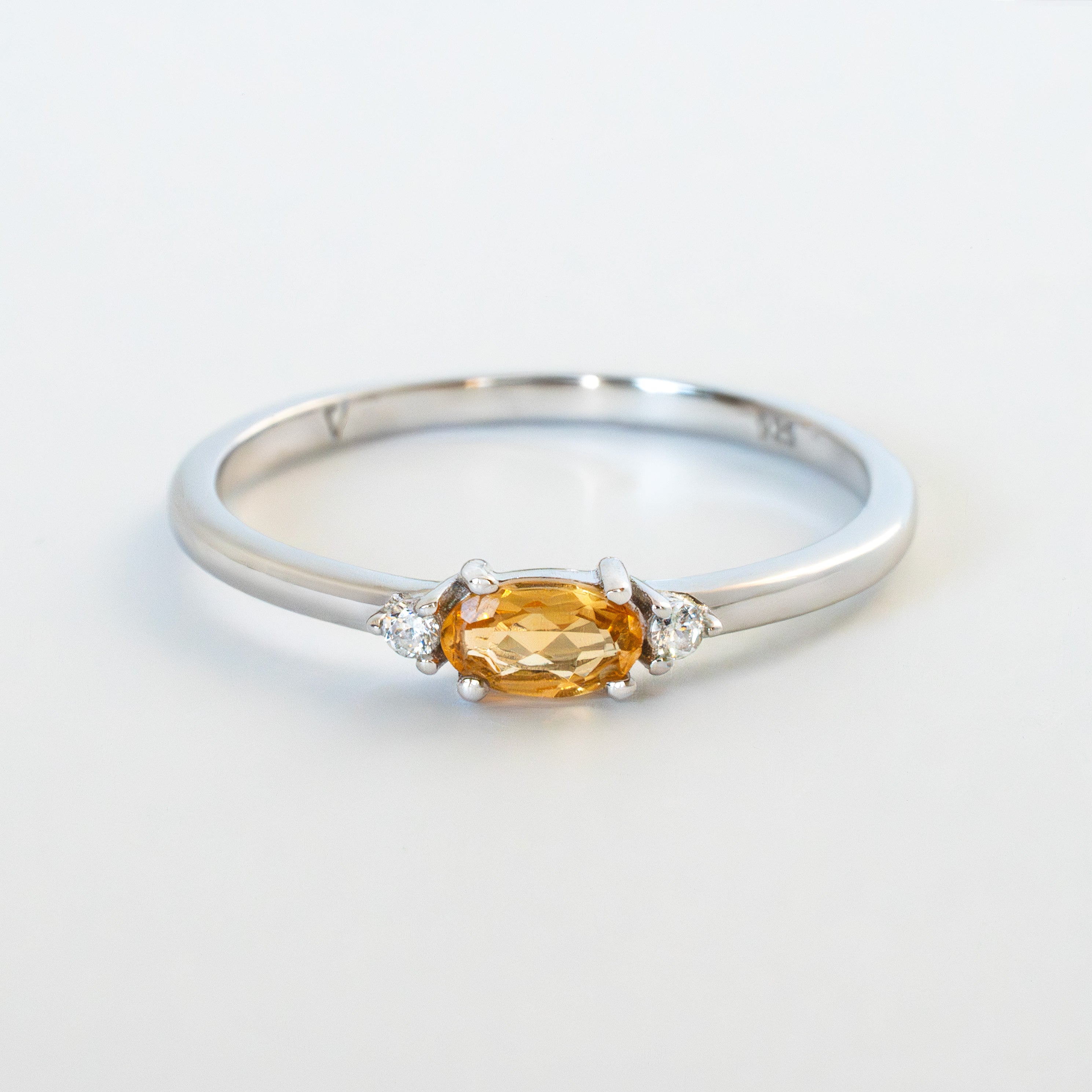 November Birthstone Ring Silver 925, Dainty Stacking Ring Citrine Natural Genuine Gemstone, Mom Birthday Gifts from Daughter