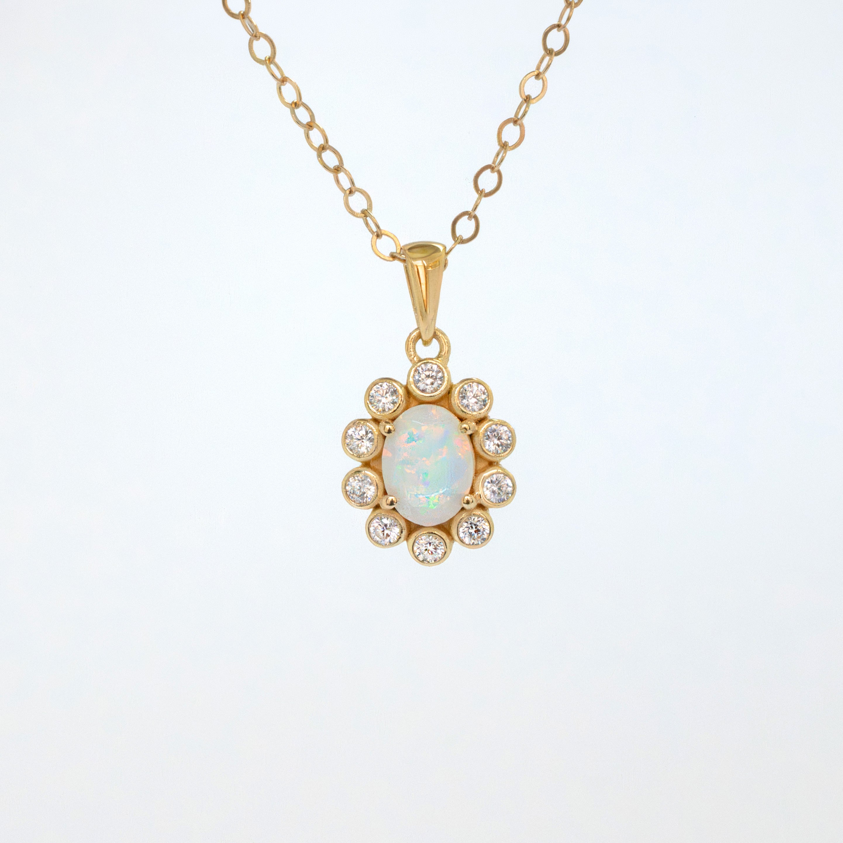 Opal necklace flower design, anniversary gift for wife, mothers day gift for mom