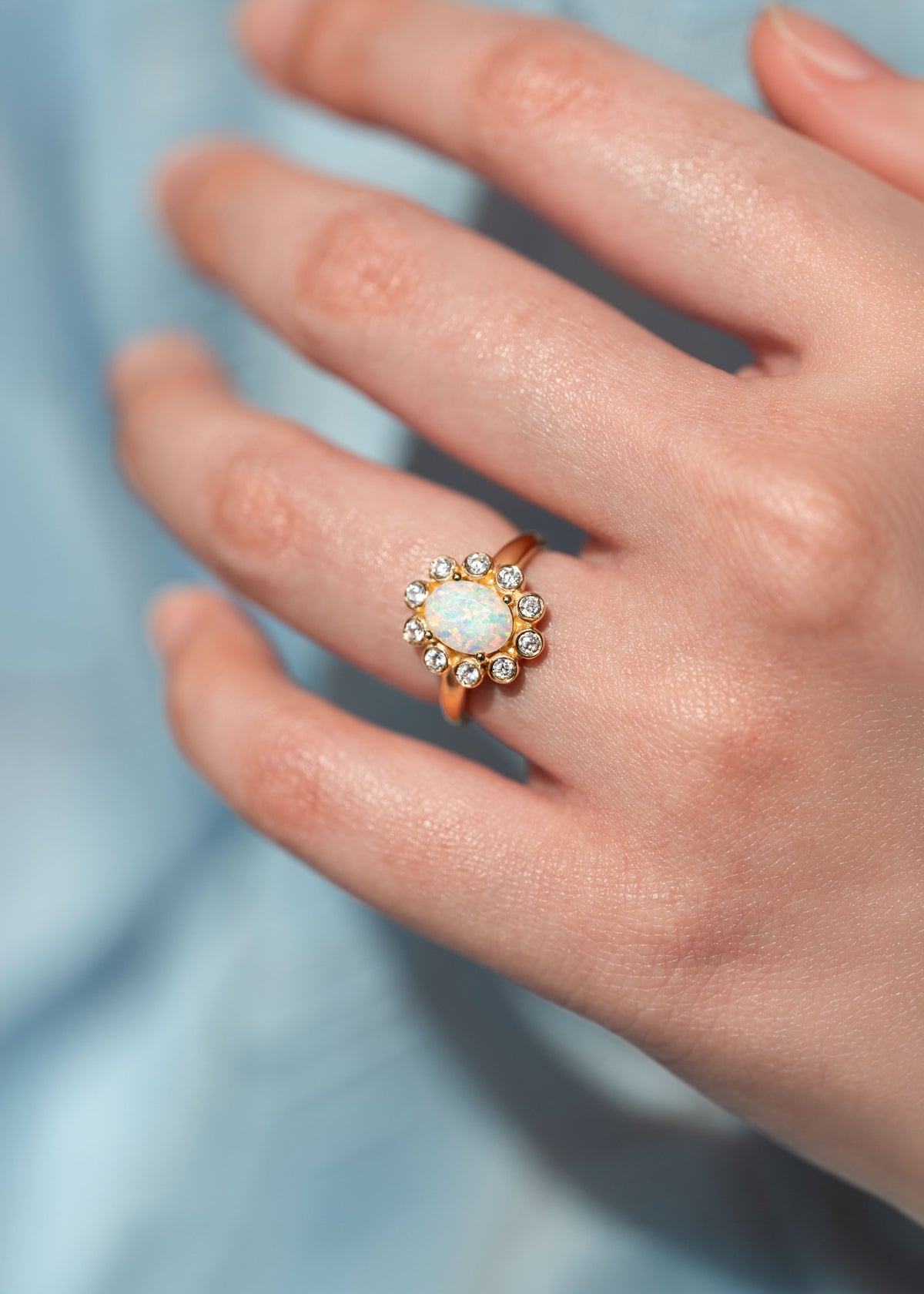Opal Gold Ring, October Birthstone Jewelry Birthday Gifts, Statement Rings for Her, Engagement Ring