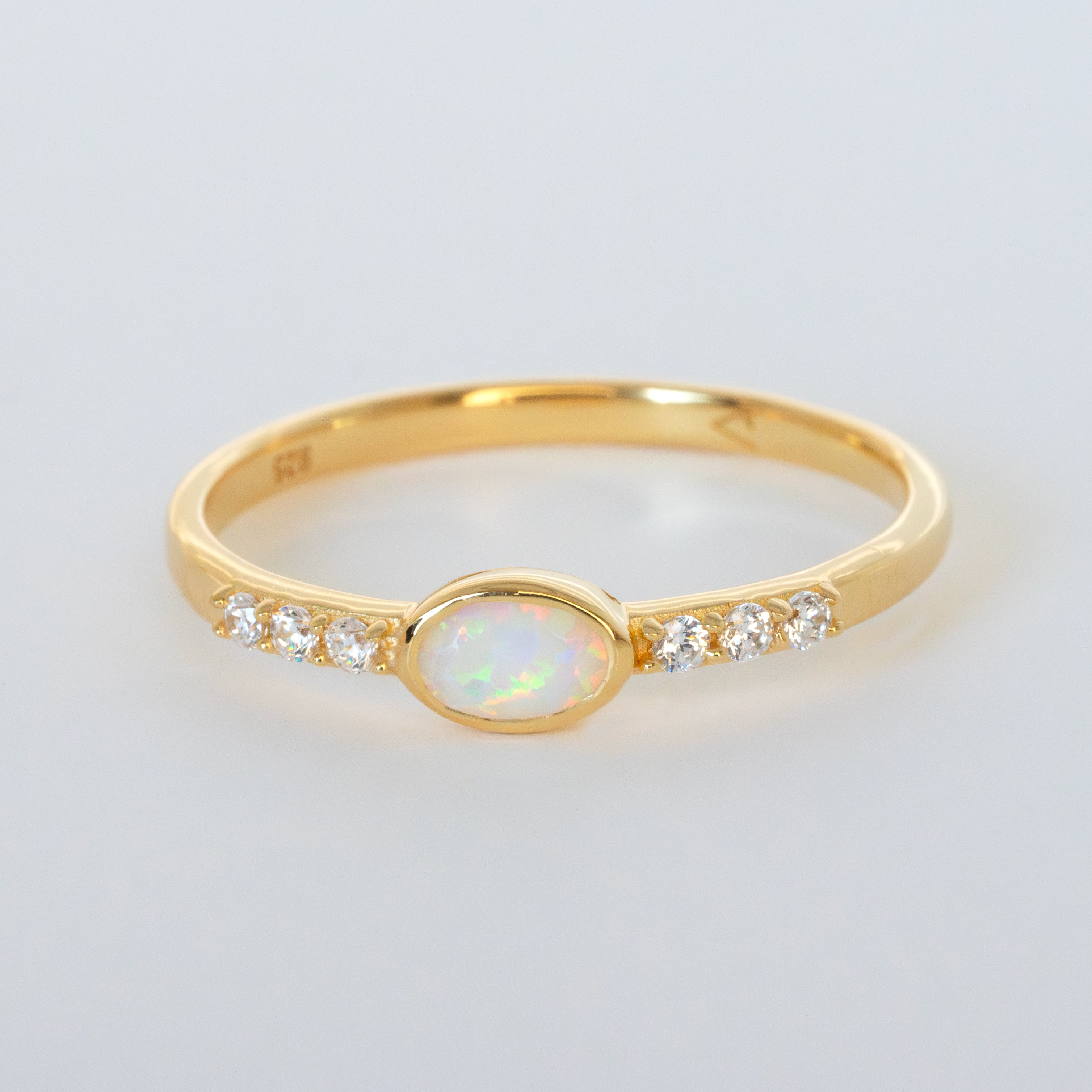 Opal stacking band ring gold VEATGE