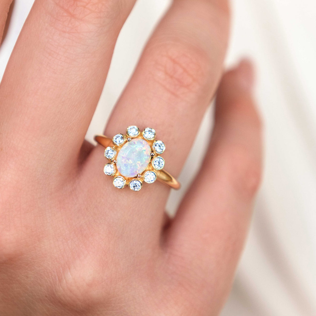 Opal-Earrings 14k Gold Vermeil, Statement Stud Earrings, Birthstone Jewelry Gifts for Women, Mom Birthday Gifts, Wife Anniversary Gifts, Bridal Earrings