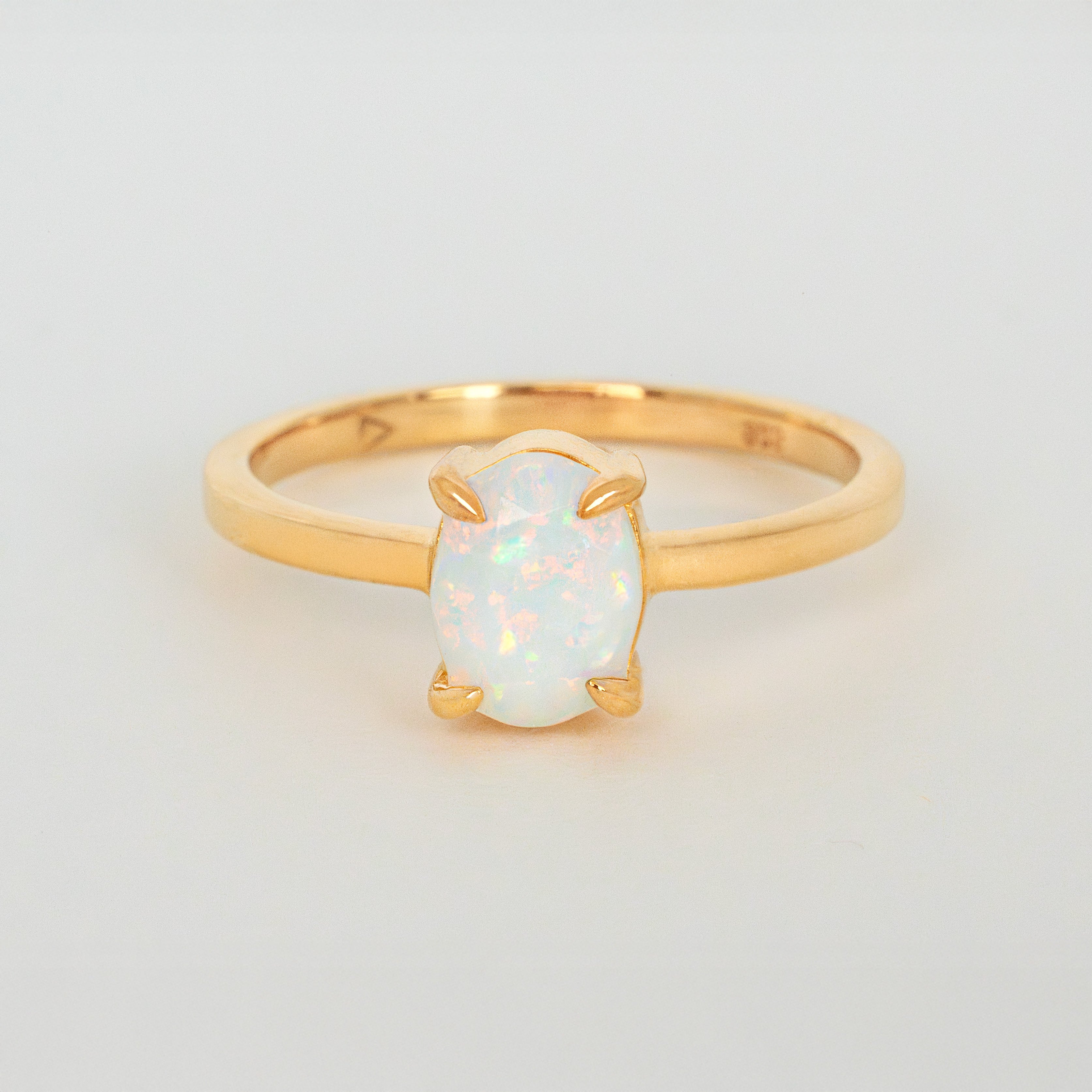 Dainty Opal Ring in Gold and 925 Sterling Silver, October Birthstone Jewelry, Silver Opal Engagement Ring, Minimalist Birthday Gift