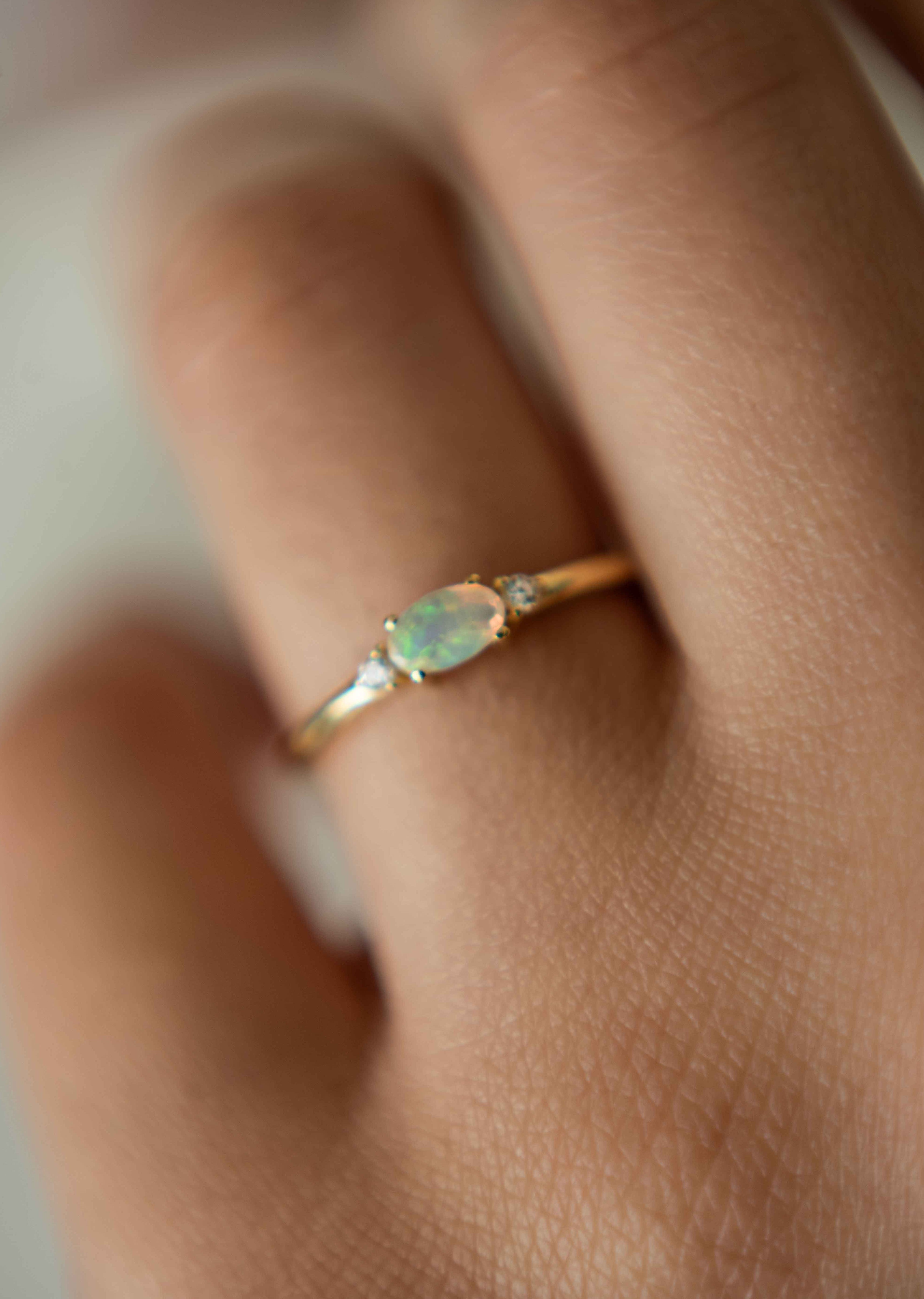 October Birthstone - Opal Stacking Ring