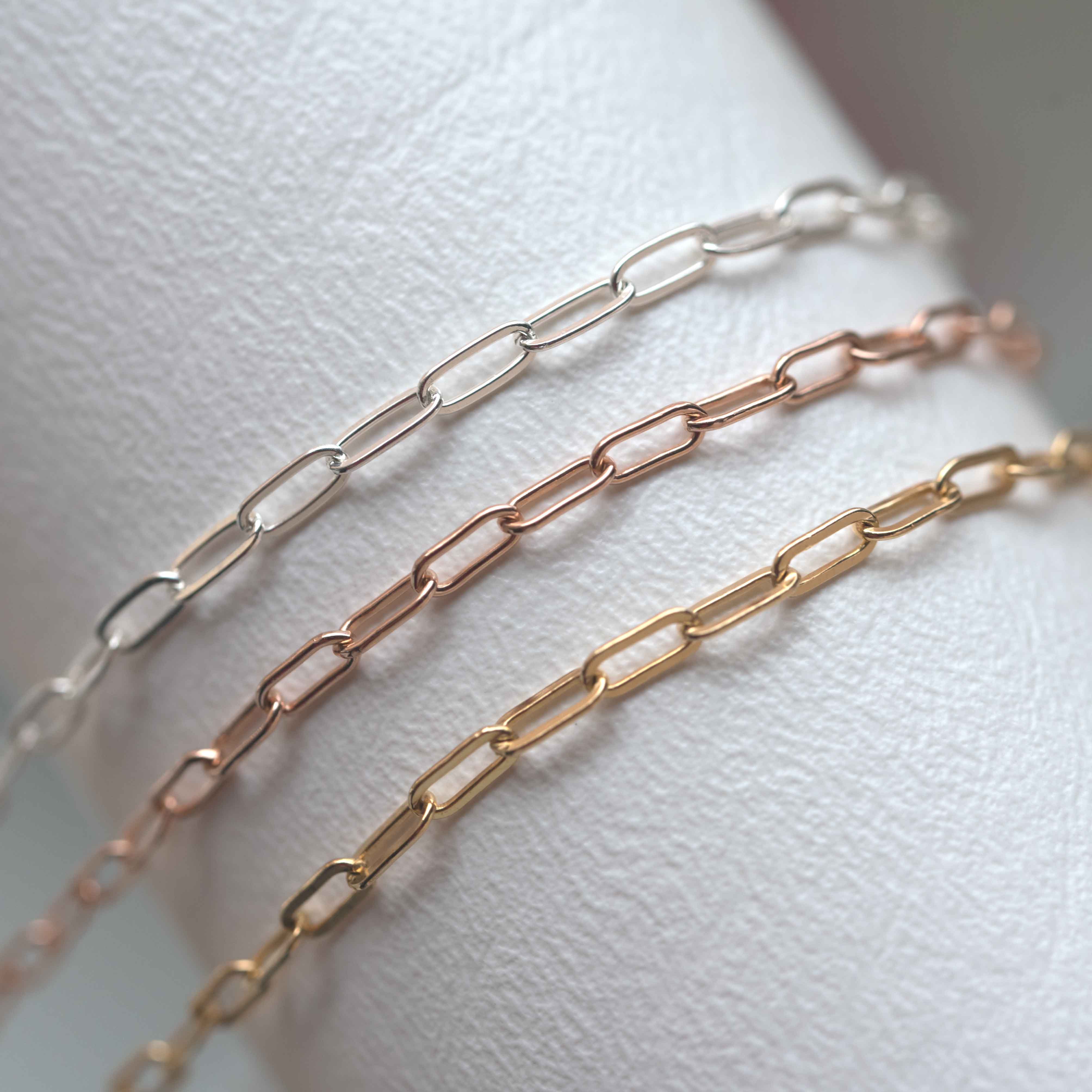 link paperclip chain gold rose gold silver