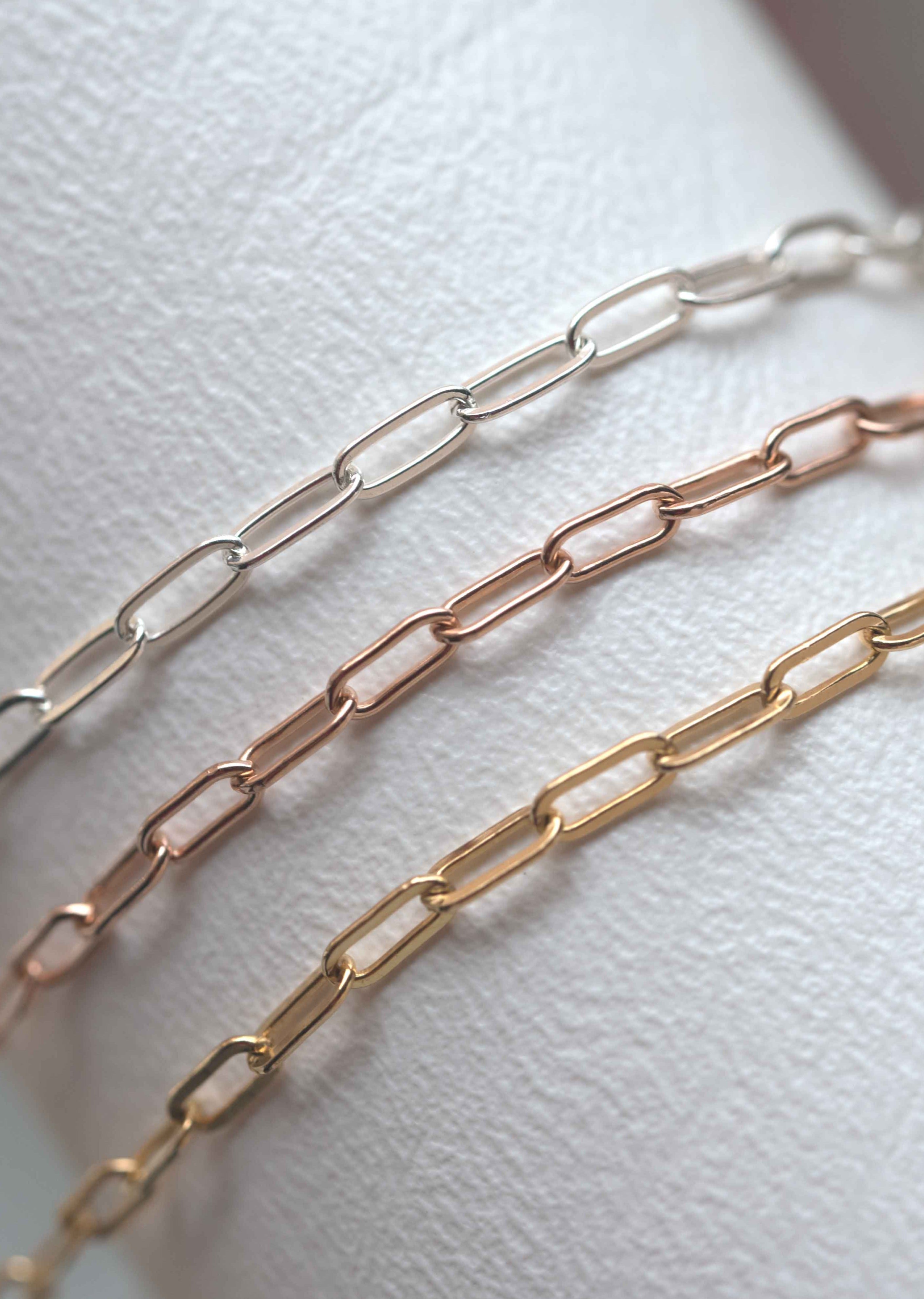 link paperclip chain gold rose gold silver