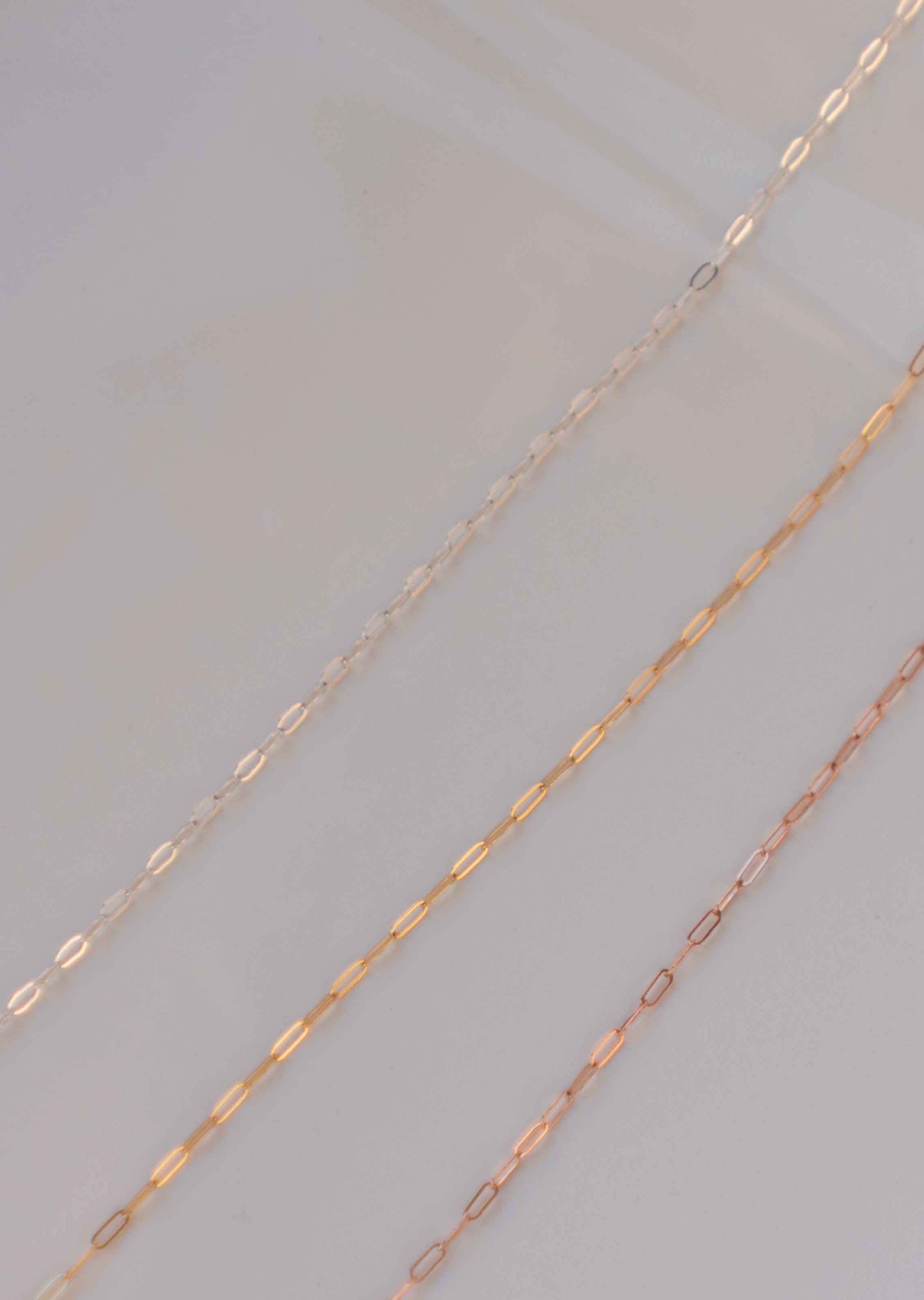 paperclip chains in gold silver rose gold