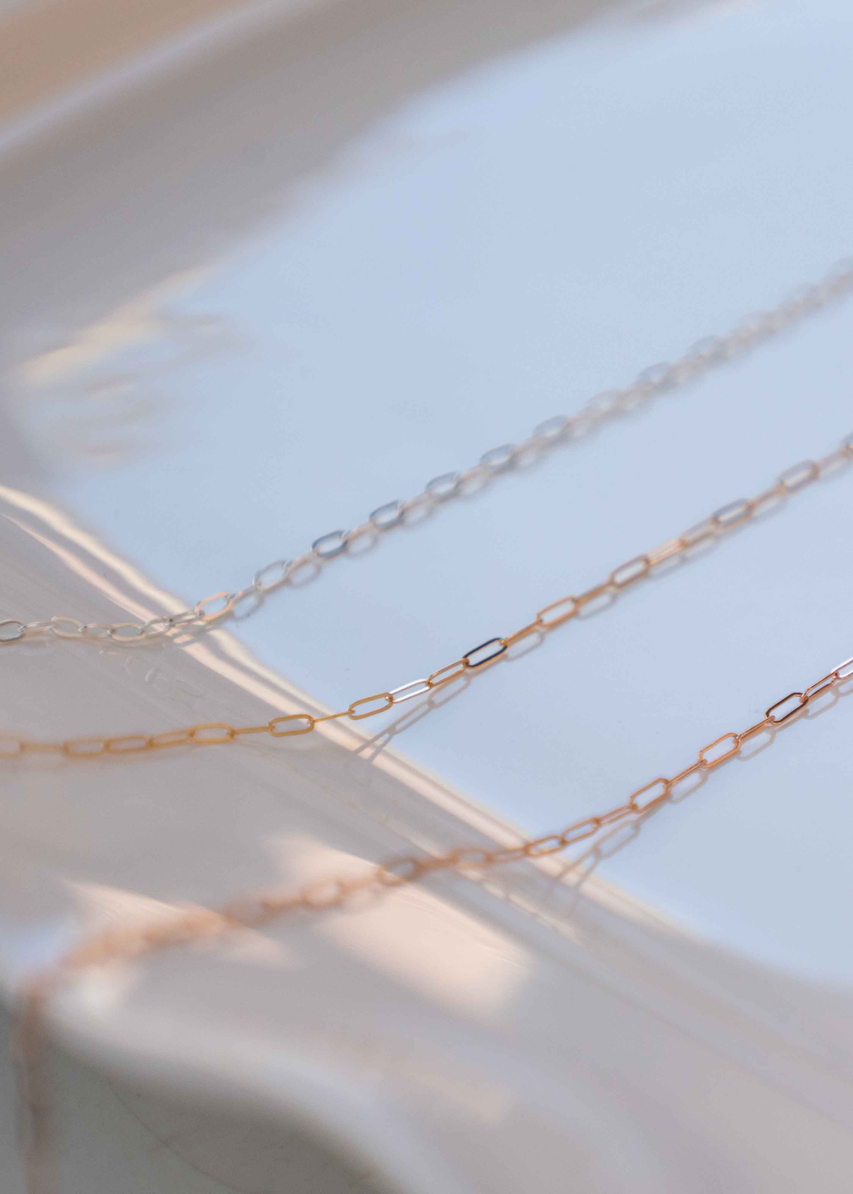paperclip chains in gold silver rose gold