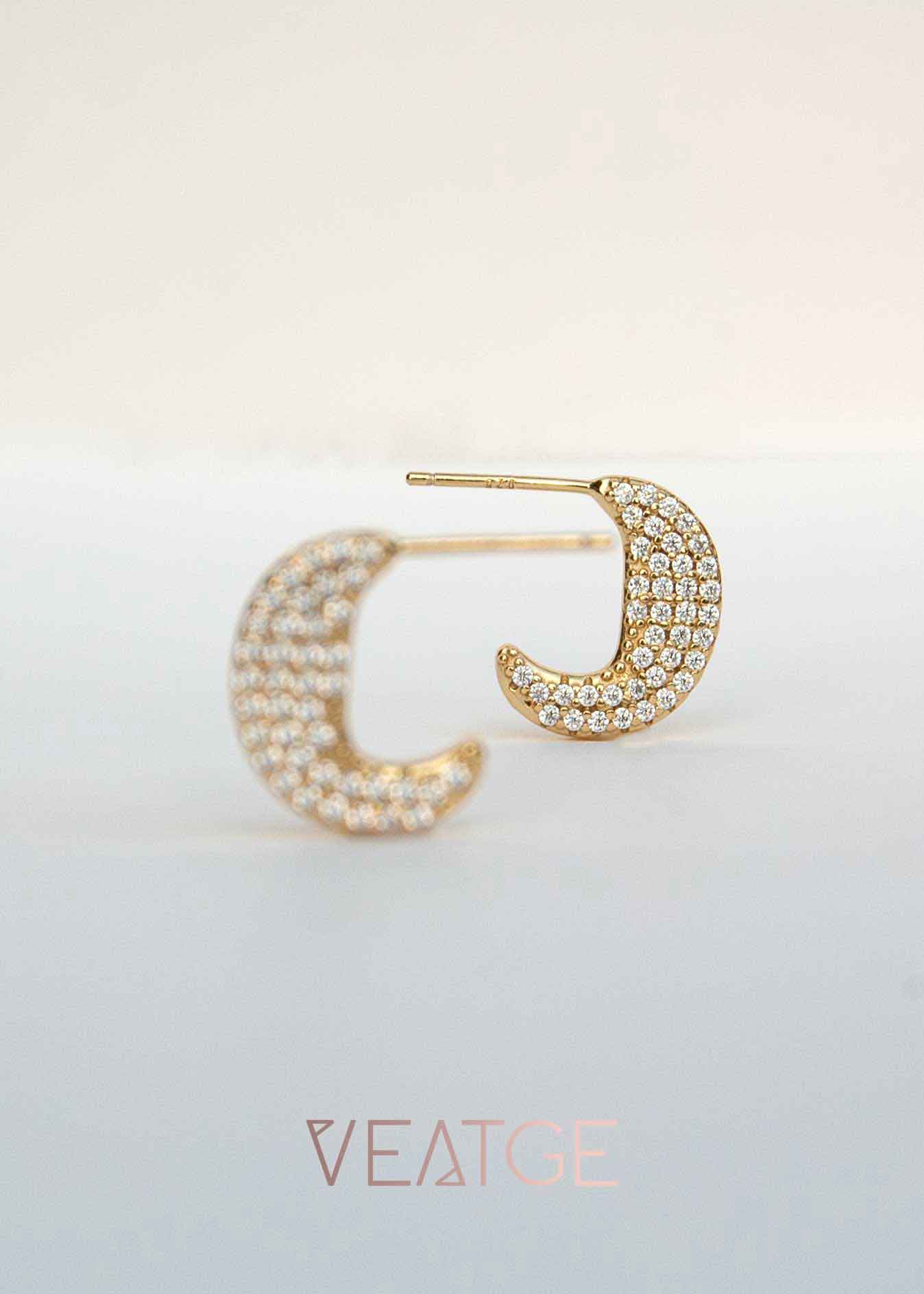 Pave Diamond Disc Hoop Earrings
