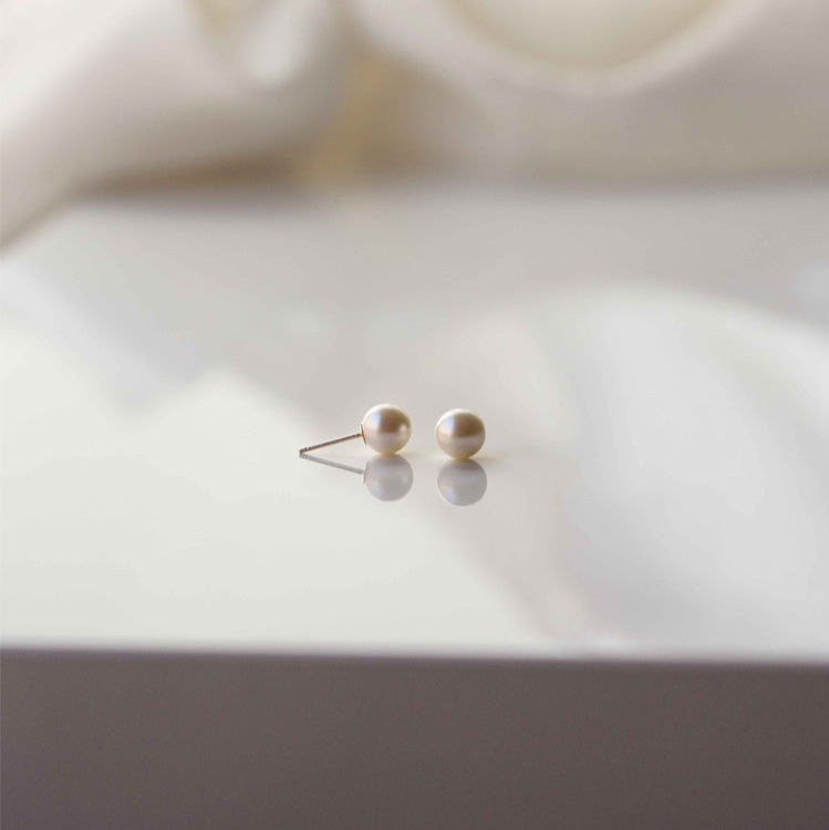 Pearl Stud Earrings - 10k Solid Gold