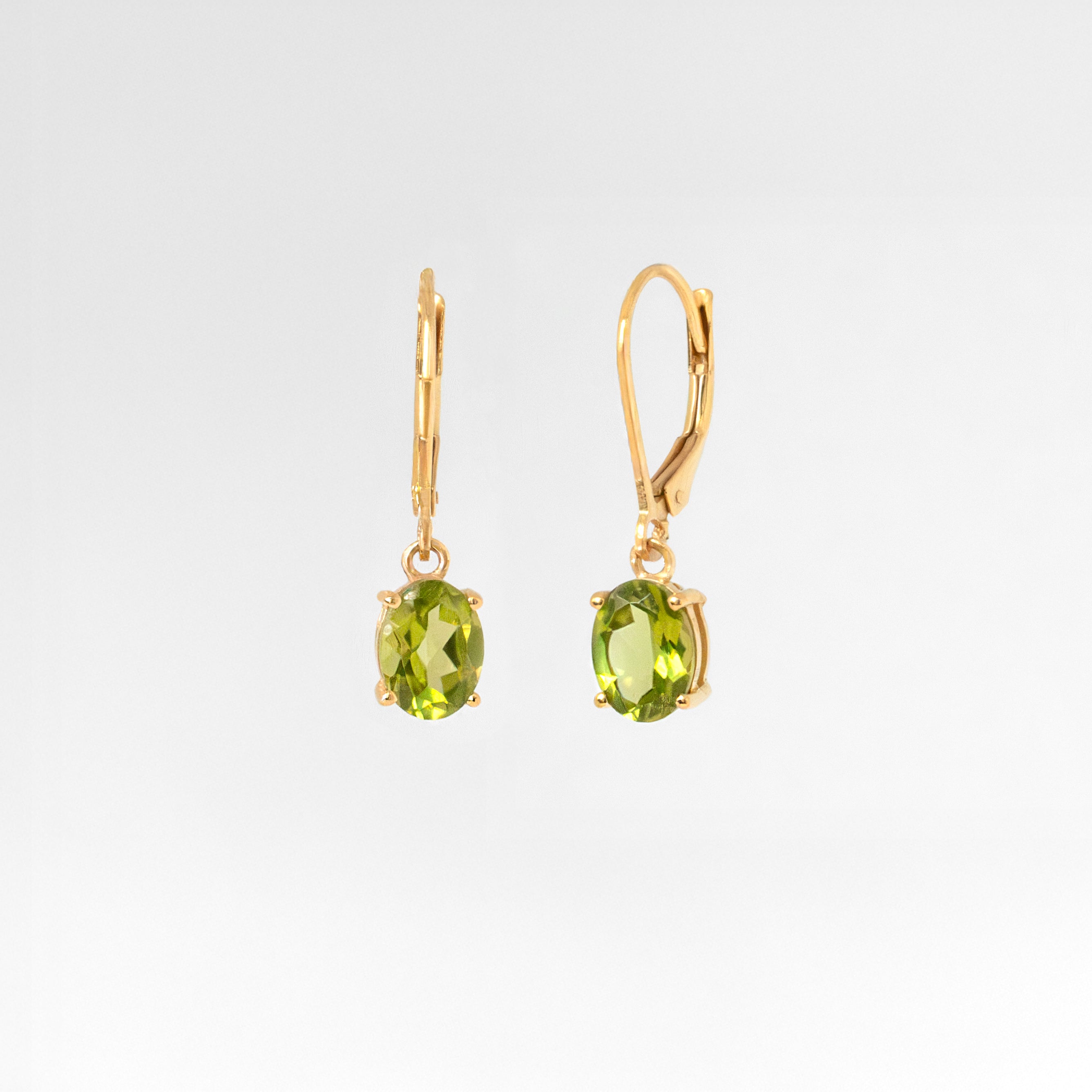 Peridot Dangle Earrings 14k Gold Vermeil, Natural Peridot Dangle Drop Earrings Leverback Closed Hooks