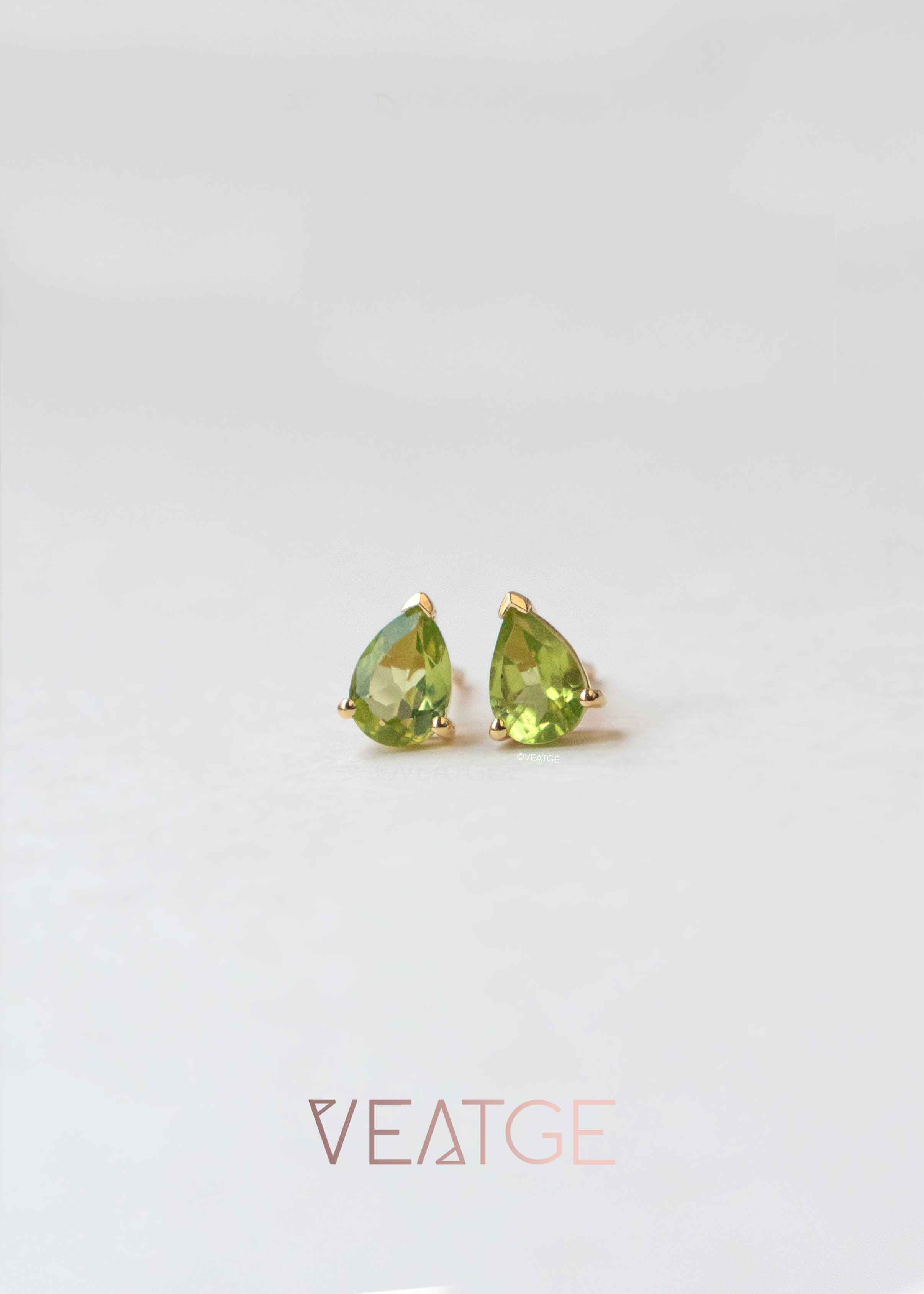 Peridot Pear Stud Earrings