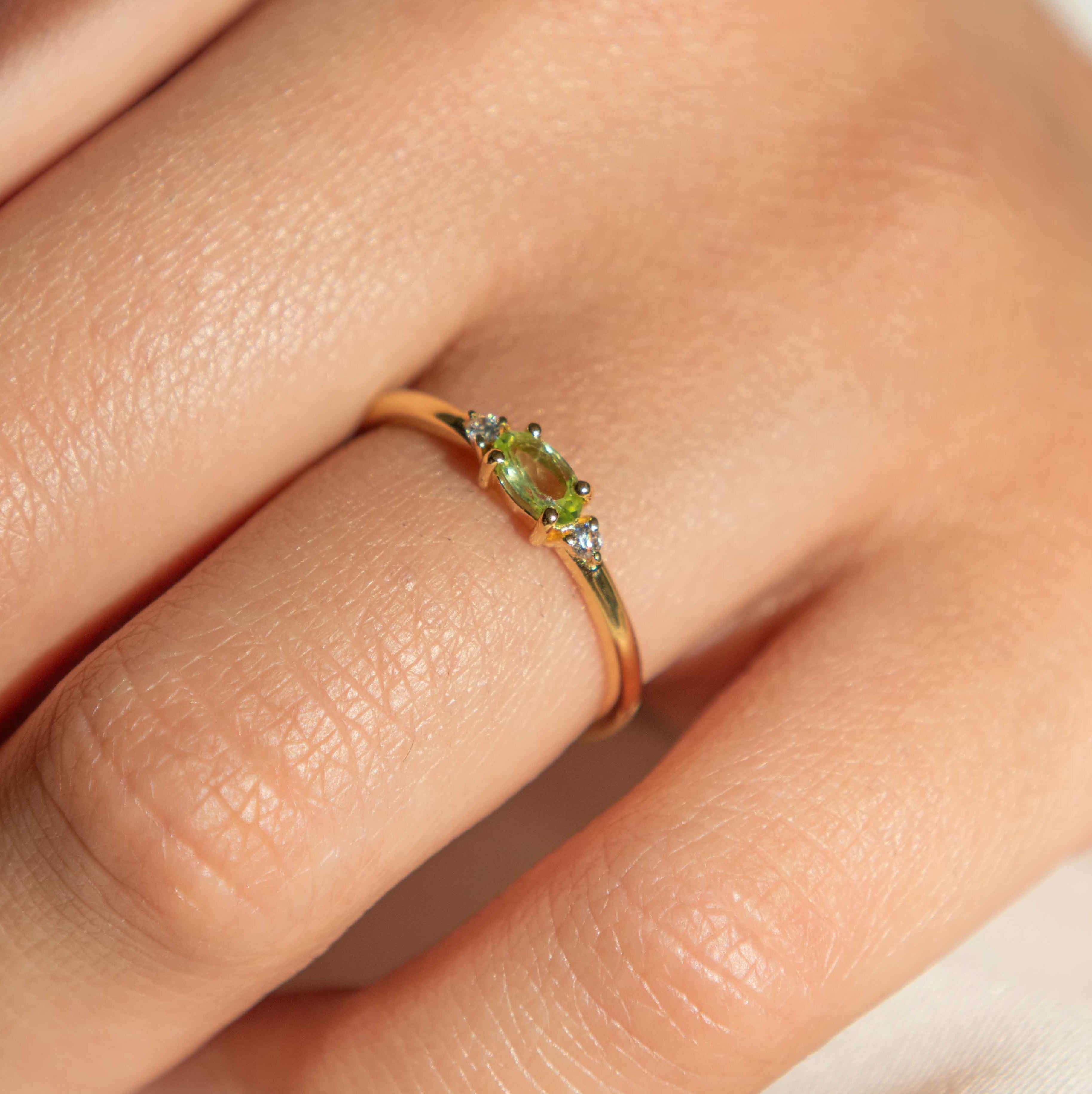 August Birthstone - Peridot Stacking Ring
