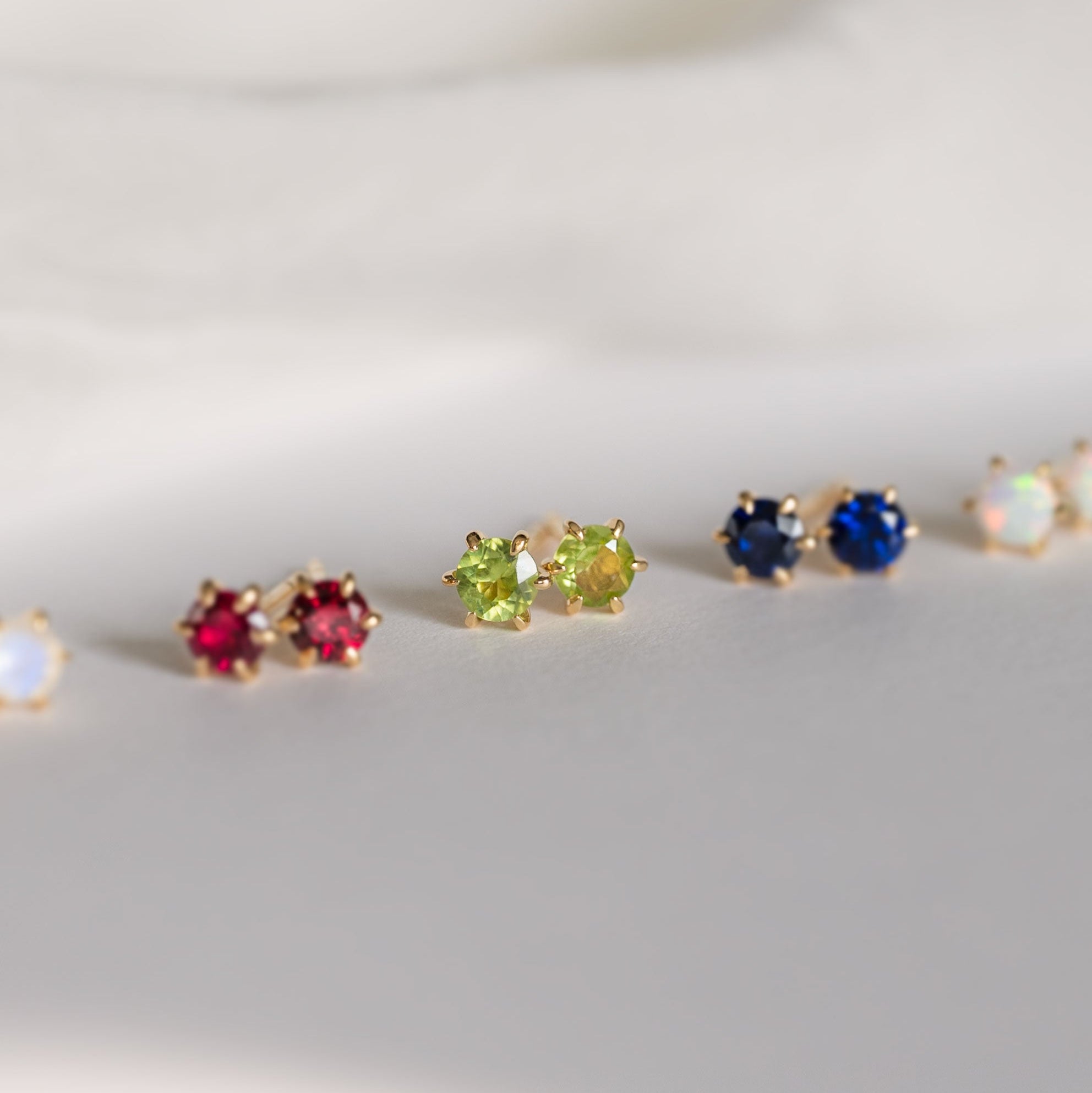 Natural Peridot Stud Earrings Dainty Small Minimalist 14k Gold, August Birthstone, Birthday Gifts for girls, second piercing studs